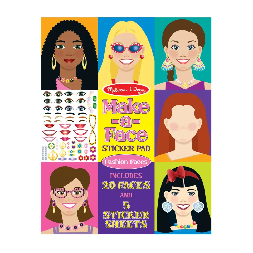 Melissa & Doug Make-a-Face Fashion Faces Stickerheft 250 Sticker