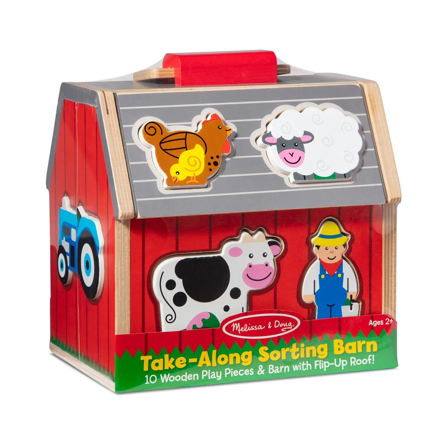 Melissa & Doug Take-Along Sorting Barn Steckspiel 10 Teile Holz