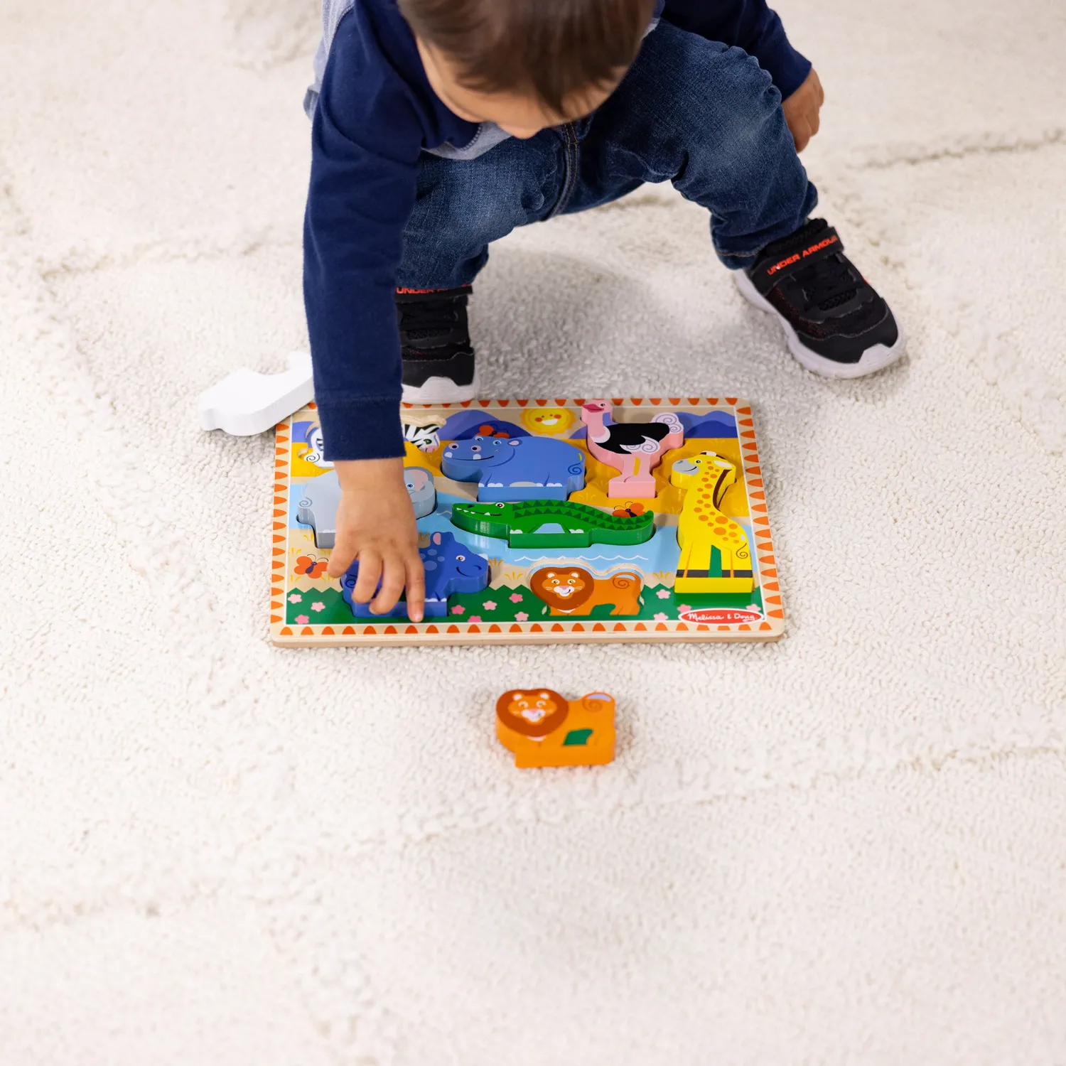 Melissa & Doug Safari Chunky Puzzle Holzpuzzle 8 Teile Tiere
