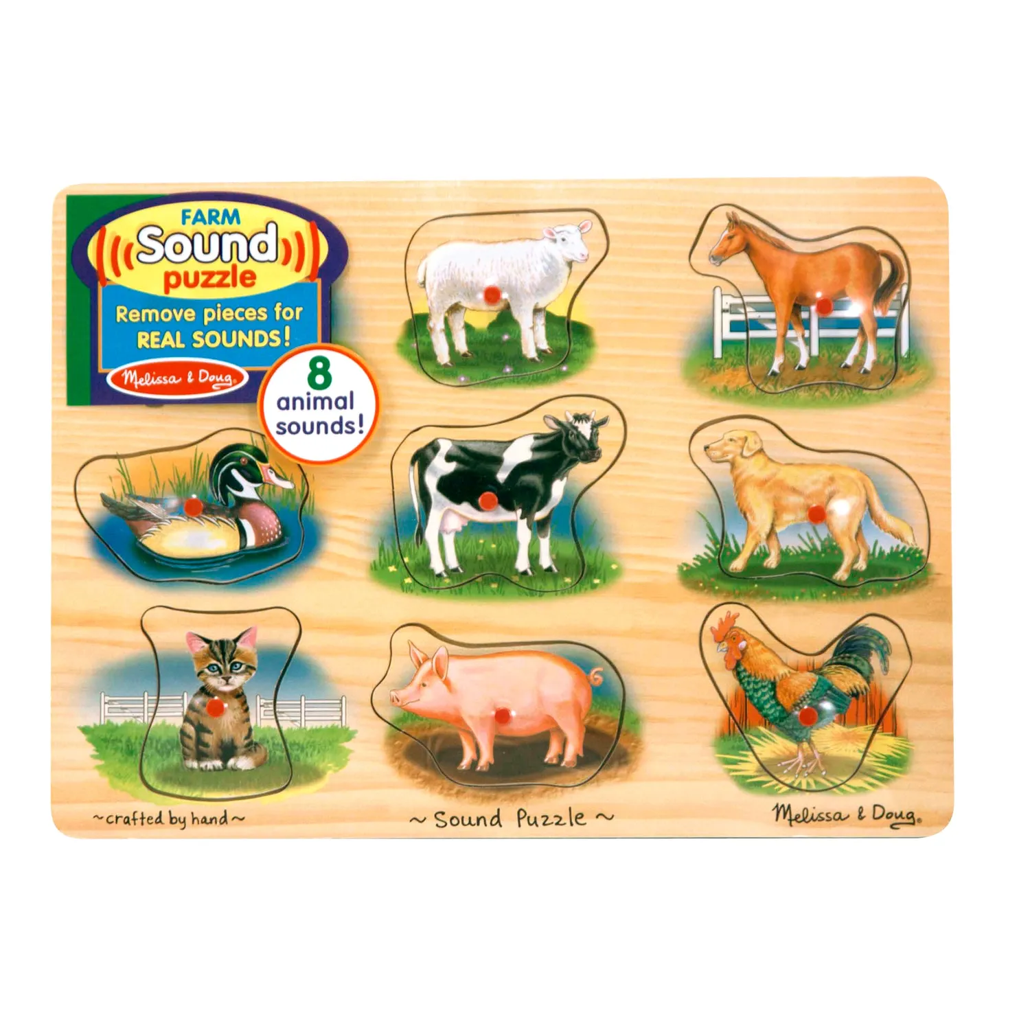 Melissa & Doug Farm Sound Puzzle Holz 8 Teile Tiere