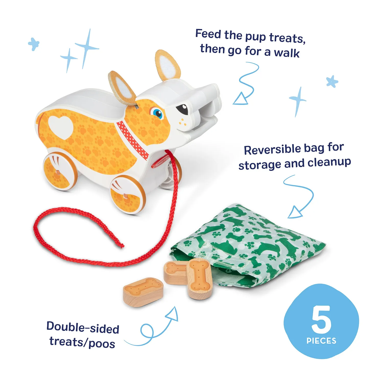 Melissa & Doug Feed Walk Poo Pup Nachzieh-Hund Holz