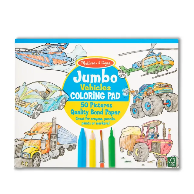 Melissa & Doug Jumbo Coloring Pad Vehicles Malblock