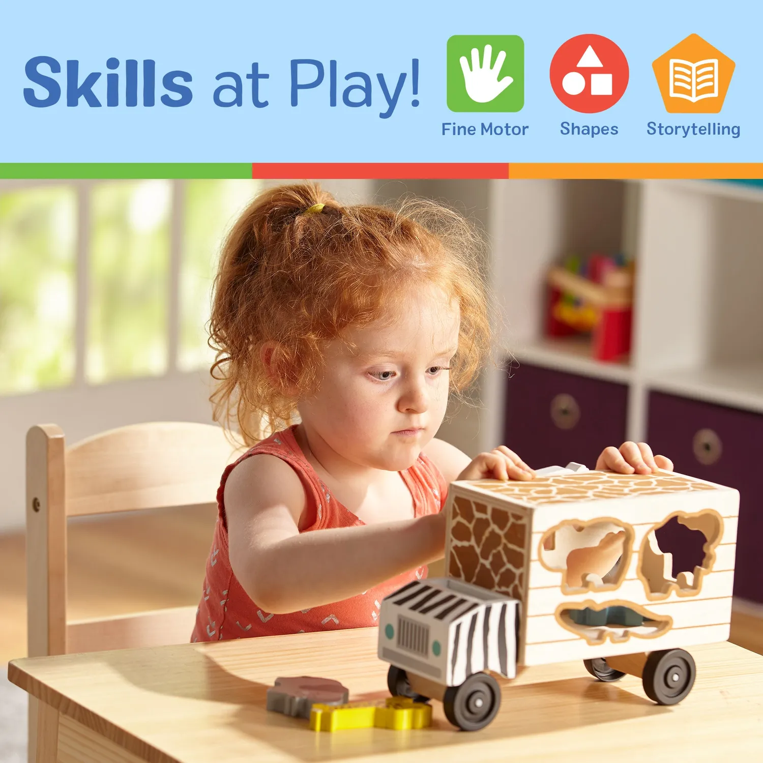 Melissa & Doug Animal Rescue Safaritruck Holz 9 Tiere stapelbar