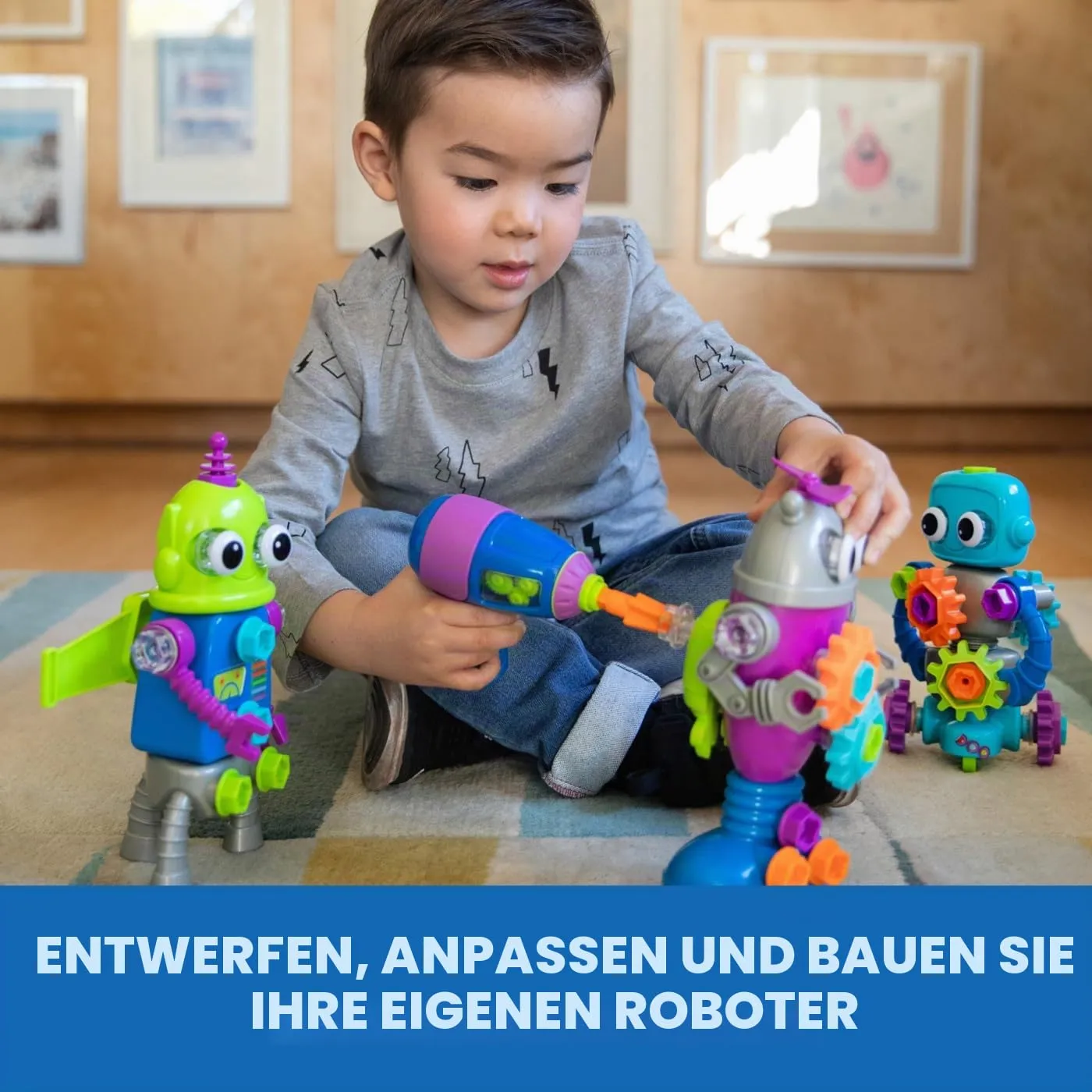 Learning Resources Design & Drill Roboter-Workshop Spielzeug mit Bohrer 70-teilig