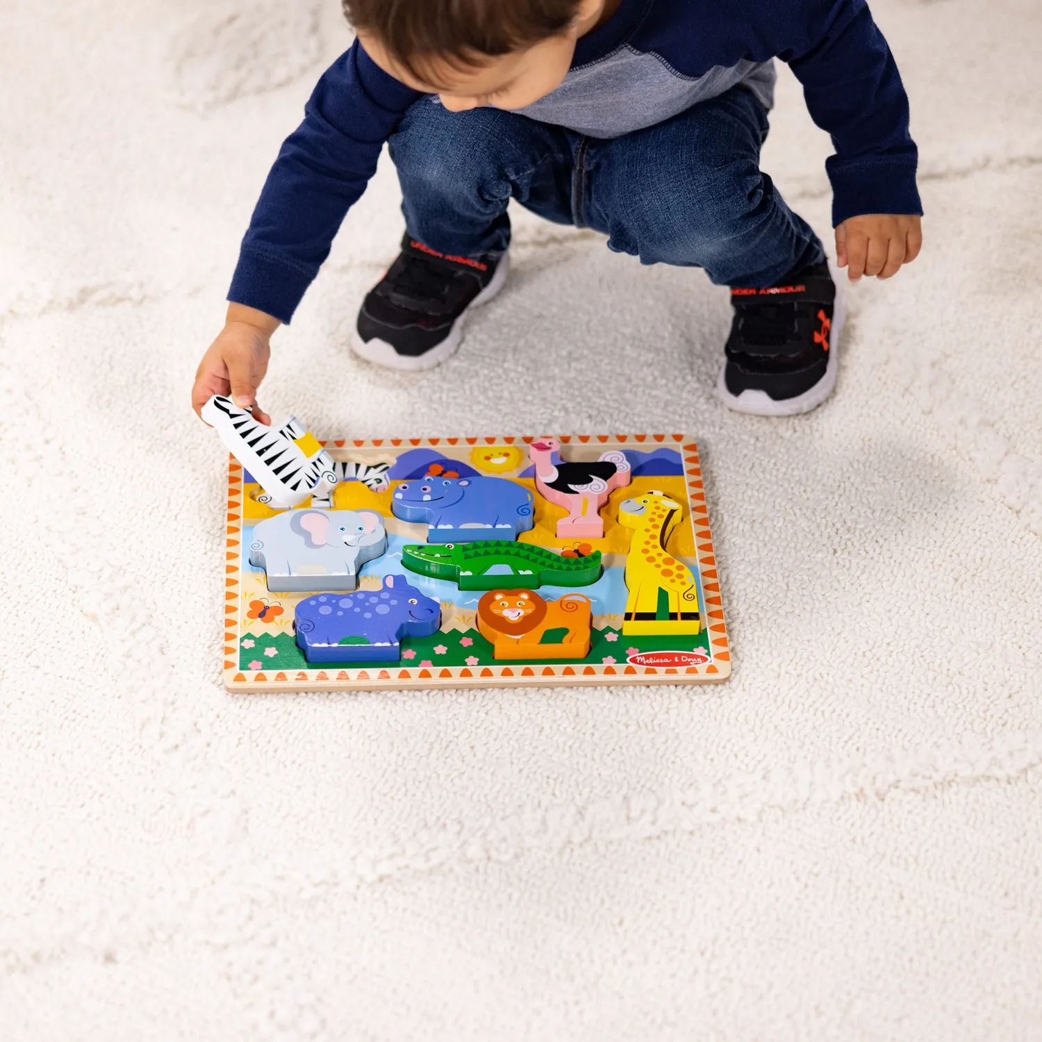Melissa & Doug Safari Chunky Puzzle Holzpuzzle 8 Teile Tiere