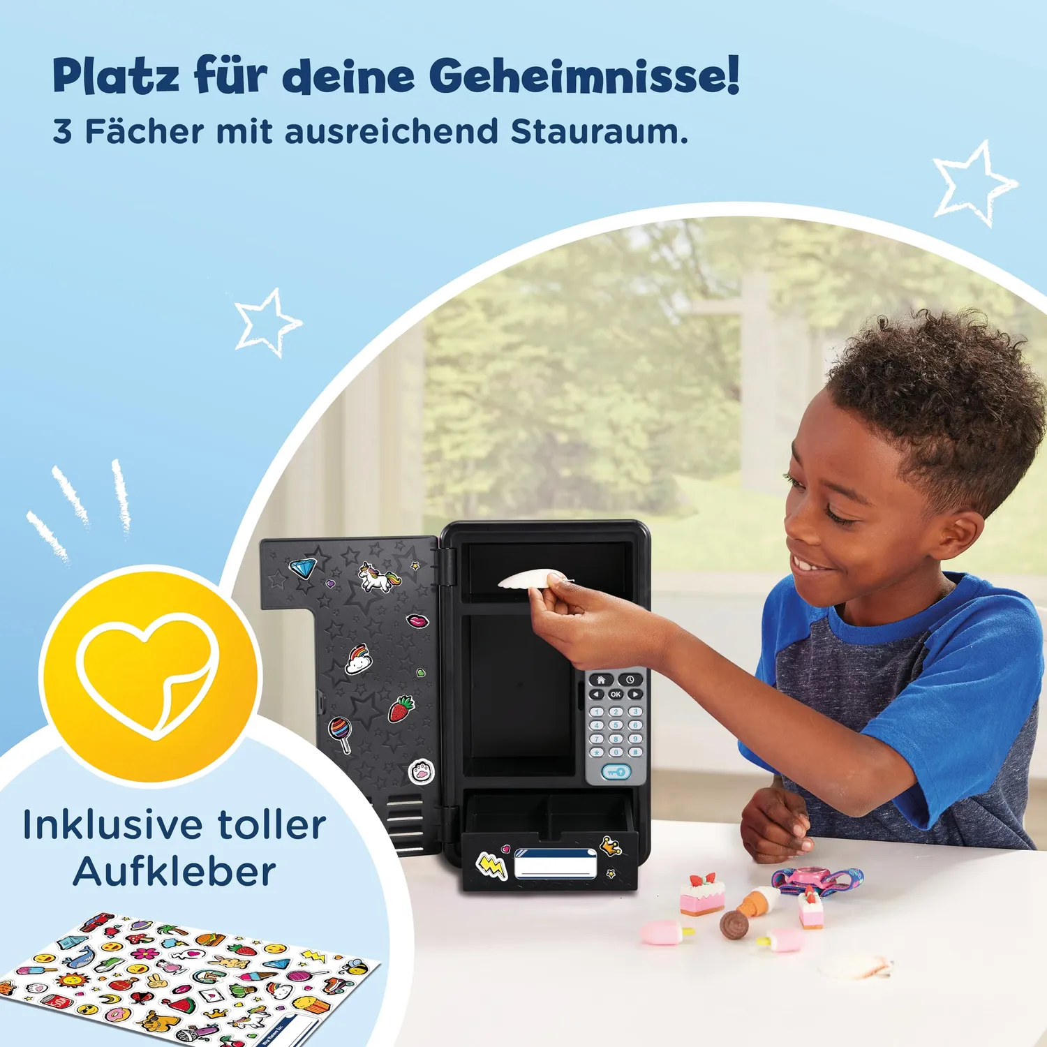 VTech KidiSecrets Traumtresor Kindersafe Lila-Schwarz mit Code