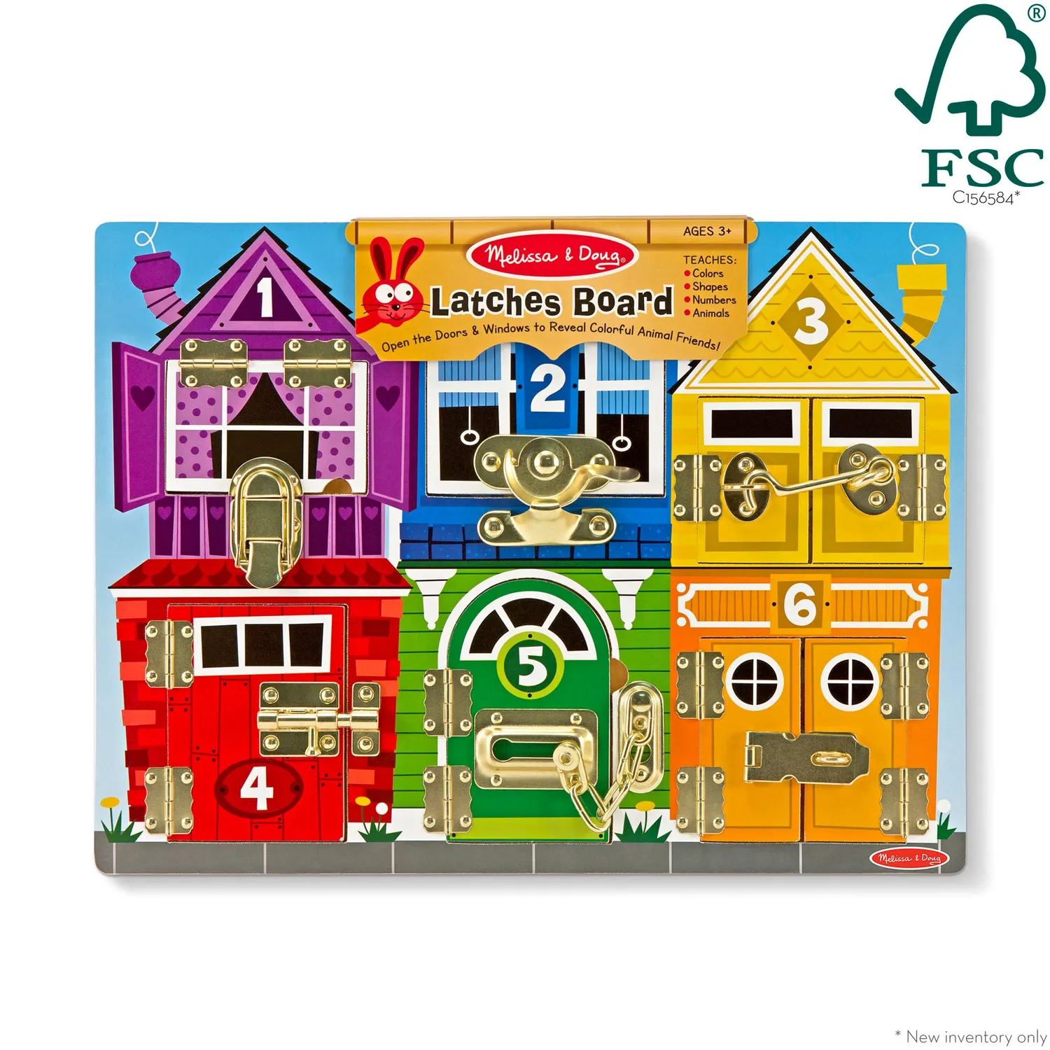 Melissa & Doug Wooden Latches Board Motorikbrett Tiere