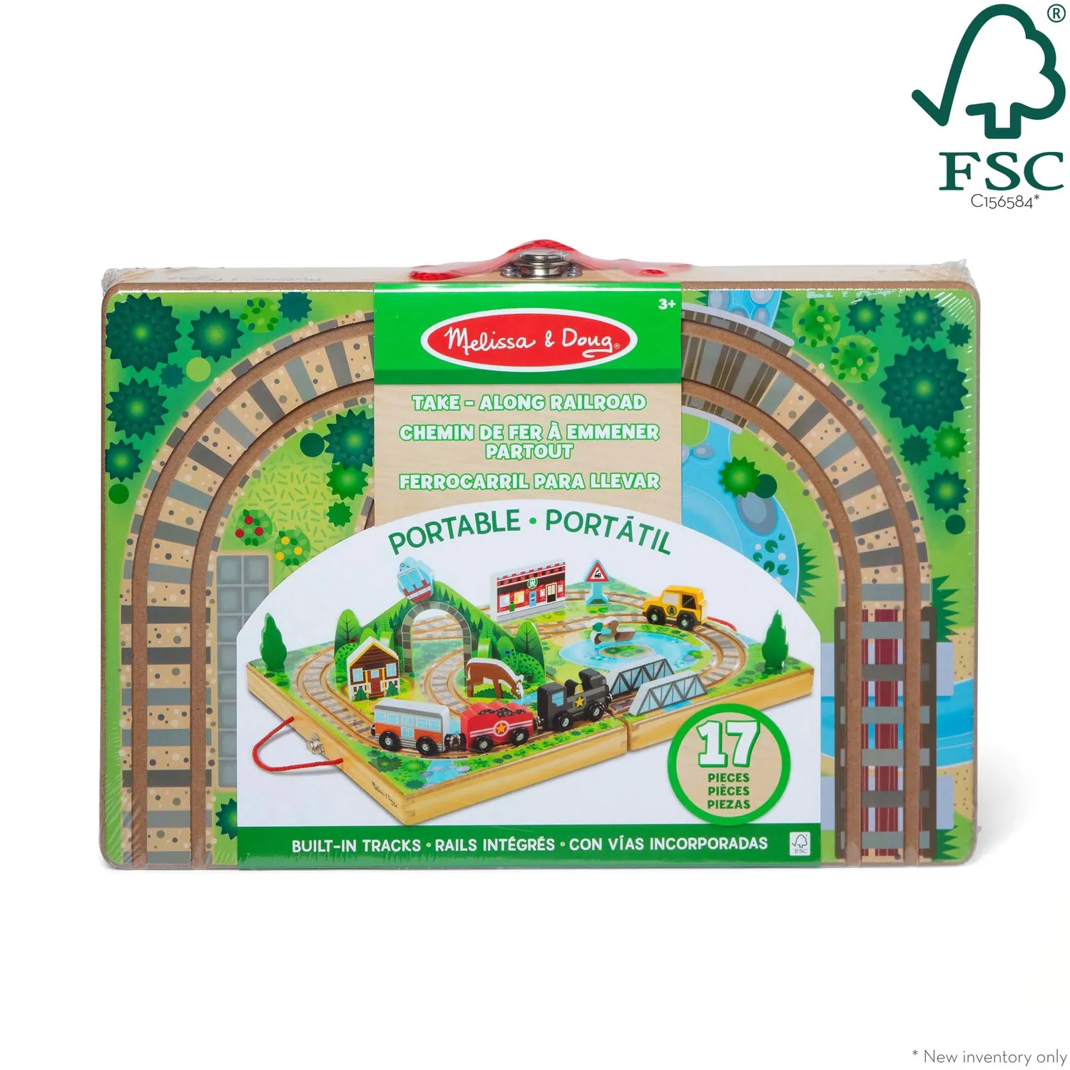 Melissa & Doug Take-Along Railroad Holzeisenbahn Koffer