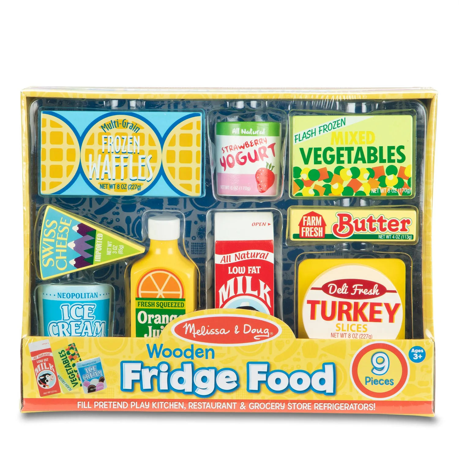 Melissa and Doug Wooden Fridge Food Spiellebensmittel 9-teilig Holz
