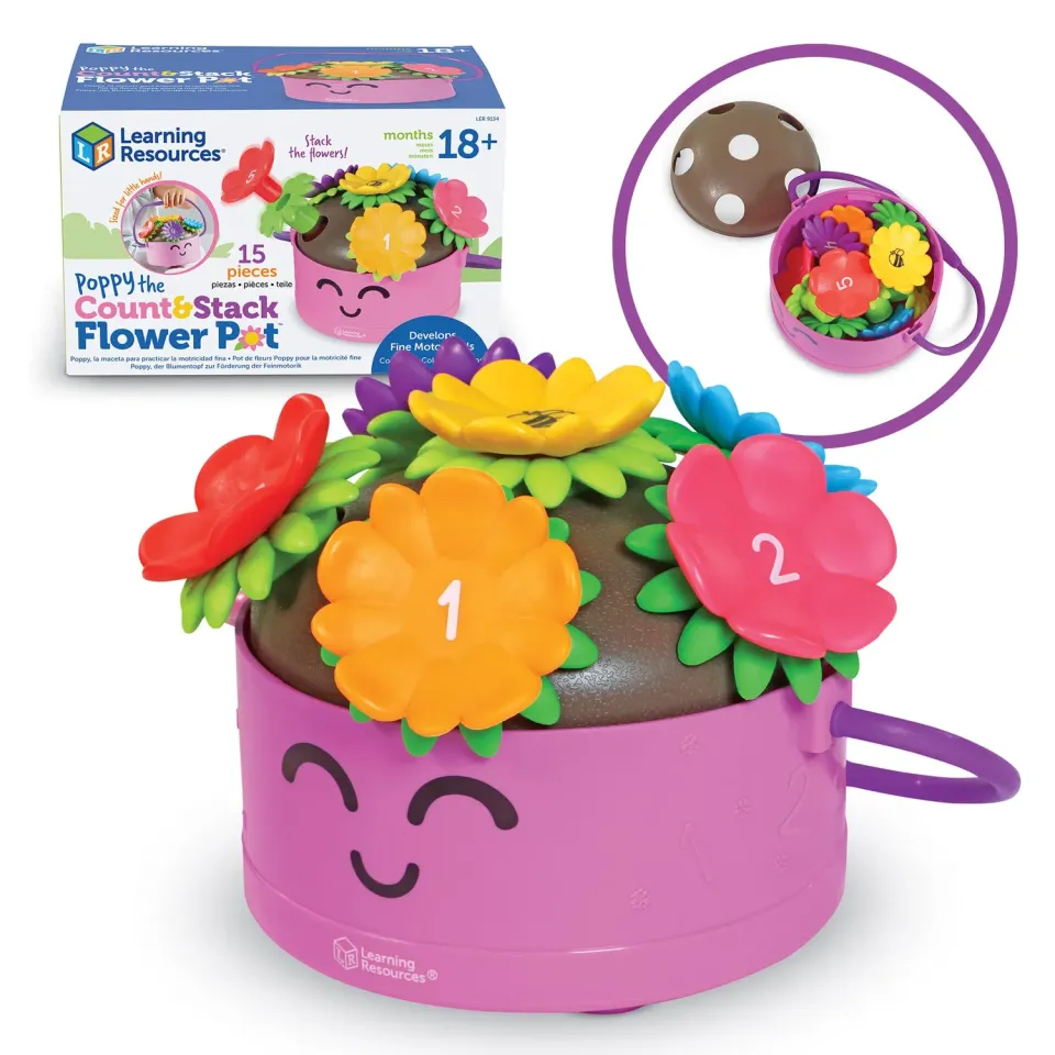 Learning Resources Poppy Blumentopf Steckspiel 15 Teile Farben Zählen