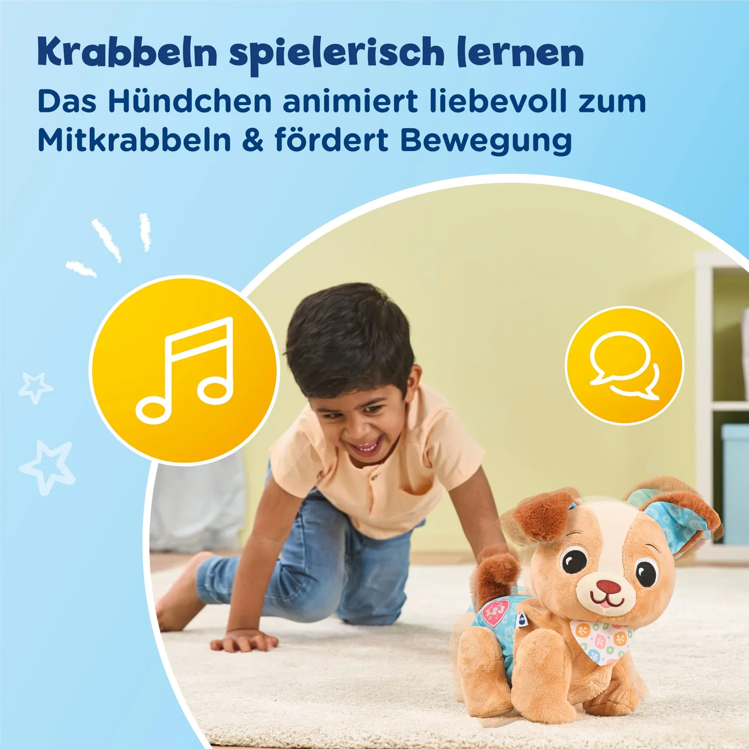 VTech Krabbel-mit-mir-Hündchen Baby Spielzeug 9-36 Monate
