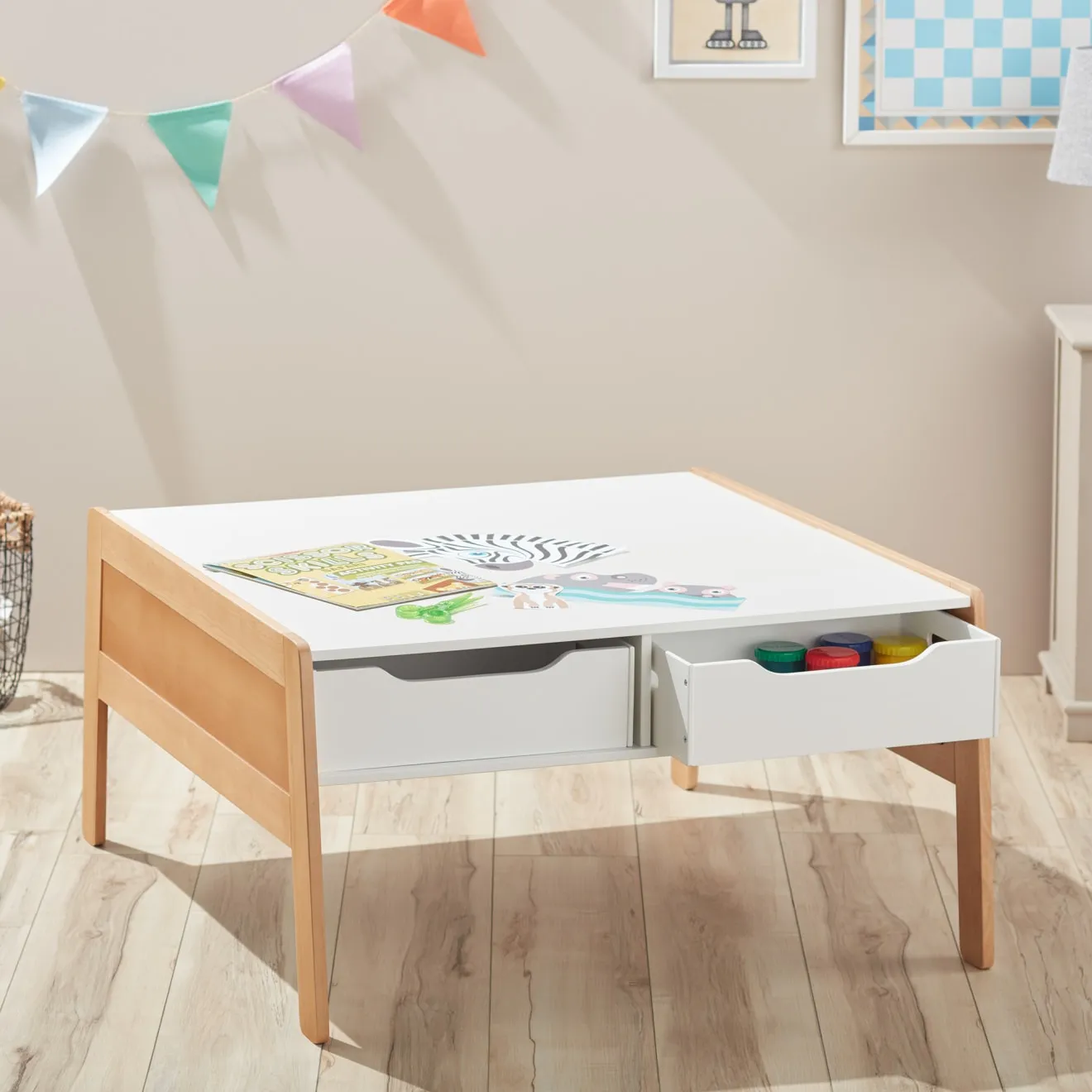 Melissa & Doug Wooden Art Activity Spieltisch Holz mit Boxen