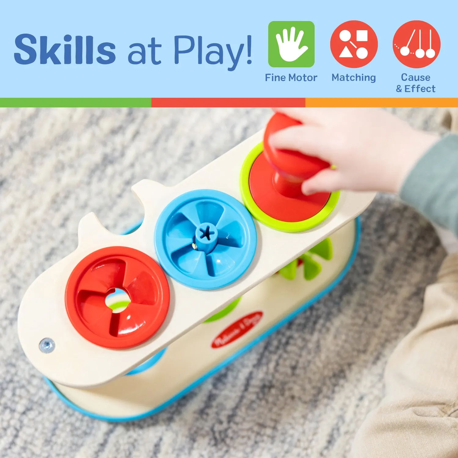 Melissa & Doug Match & Push Kreisel Spielzeug Holz ab 2 Jahren