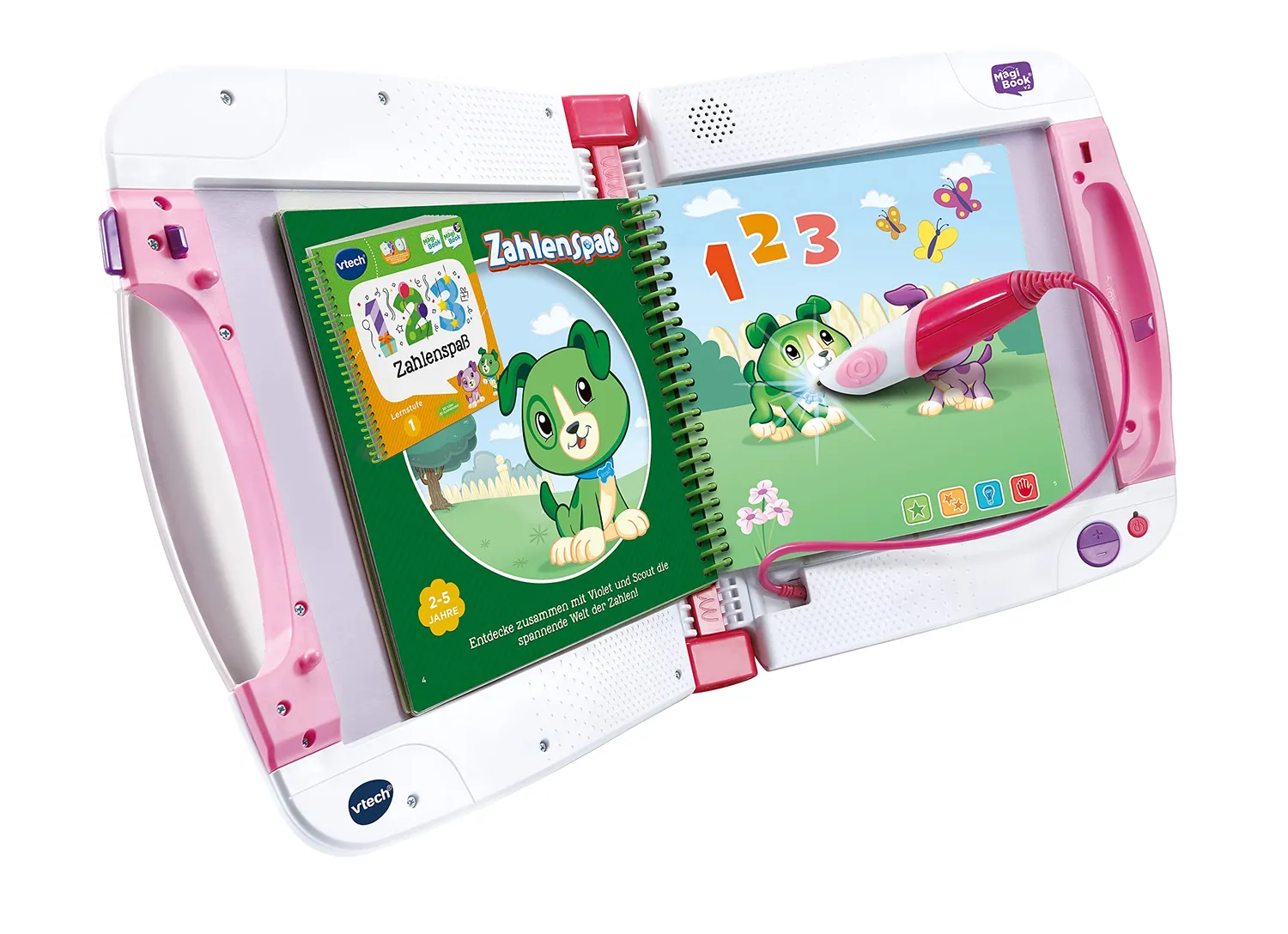 VTech MagiBook v2 Pink Lernbuchsystem mit 2 Büchern Stift