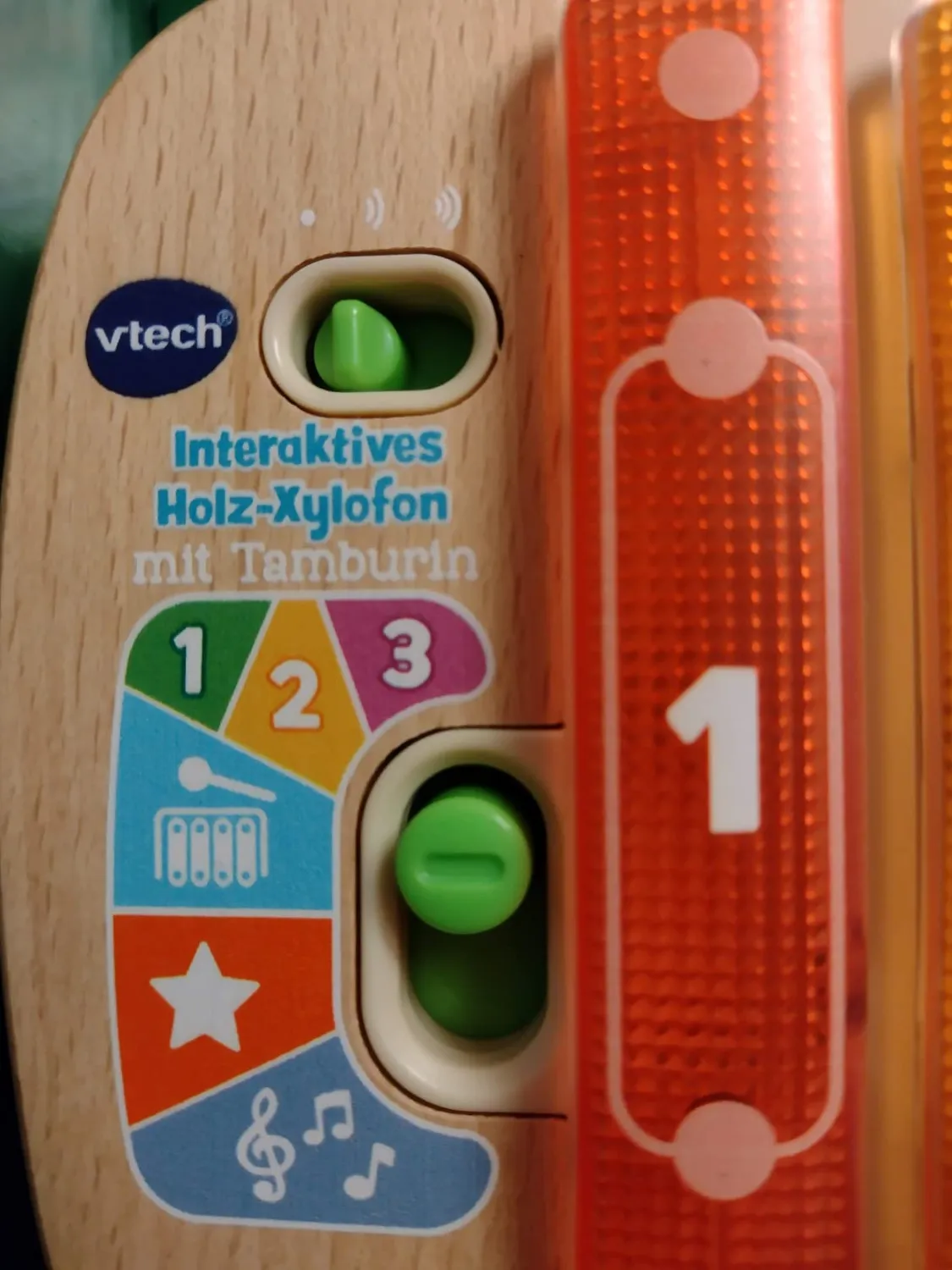 VTech Holz-Xylofon Tamburin Musikspielzeug 8 Klangstäbe