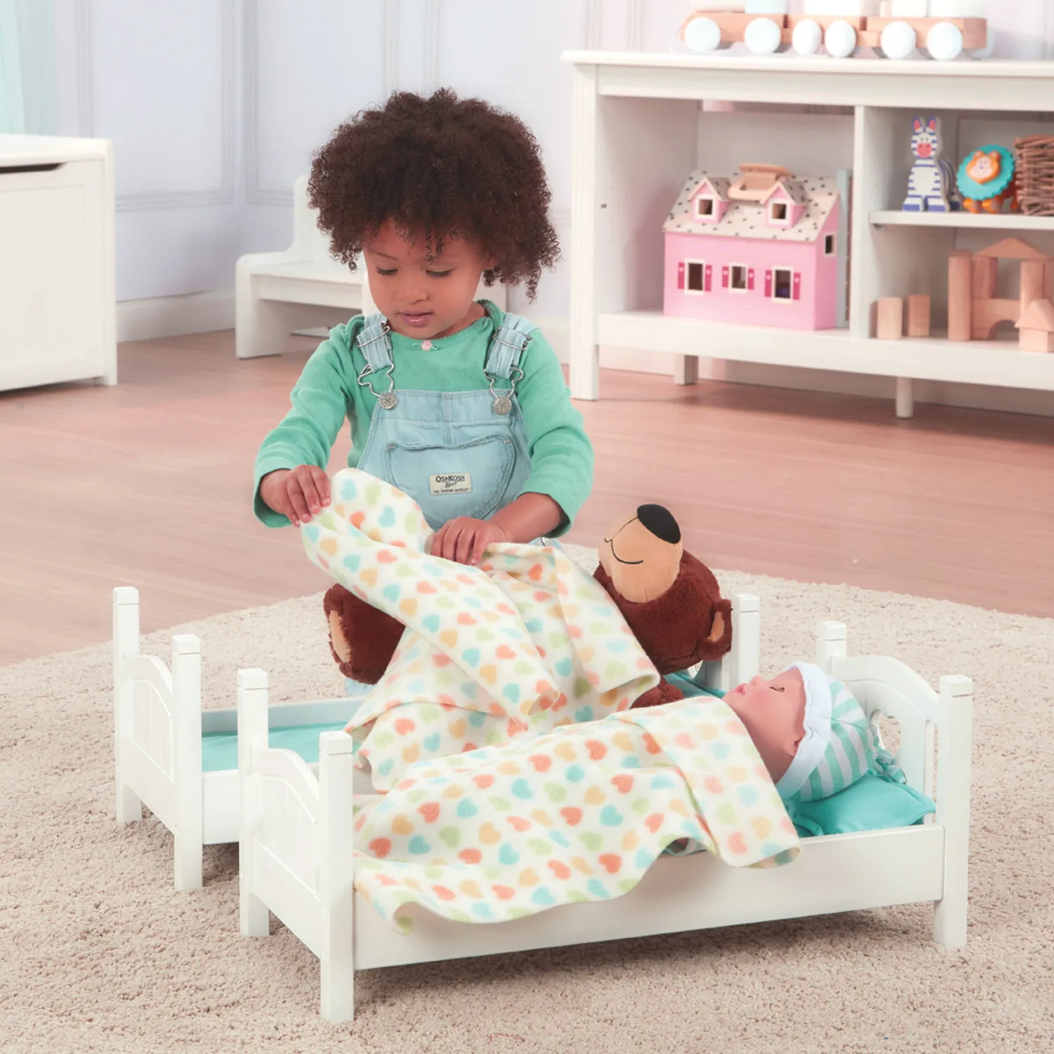 Melissa & Doug Mine to Love Puppen Etagenbett Holz weiß