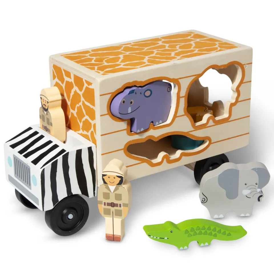 Melissa & Doug Animal Rescue Safaritruck Holz 9 Tiere stapelbar