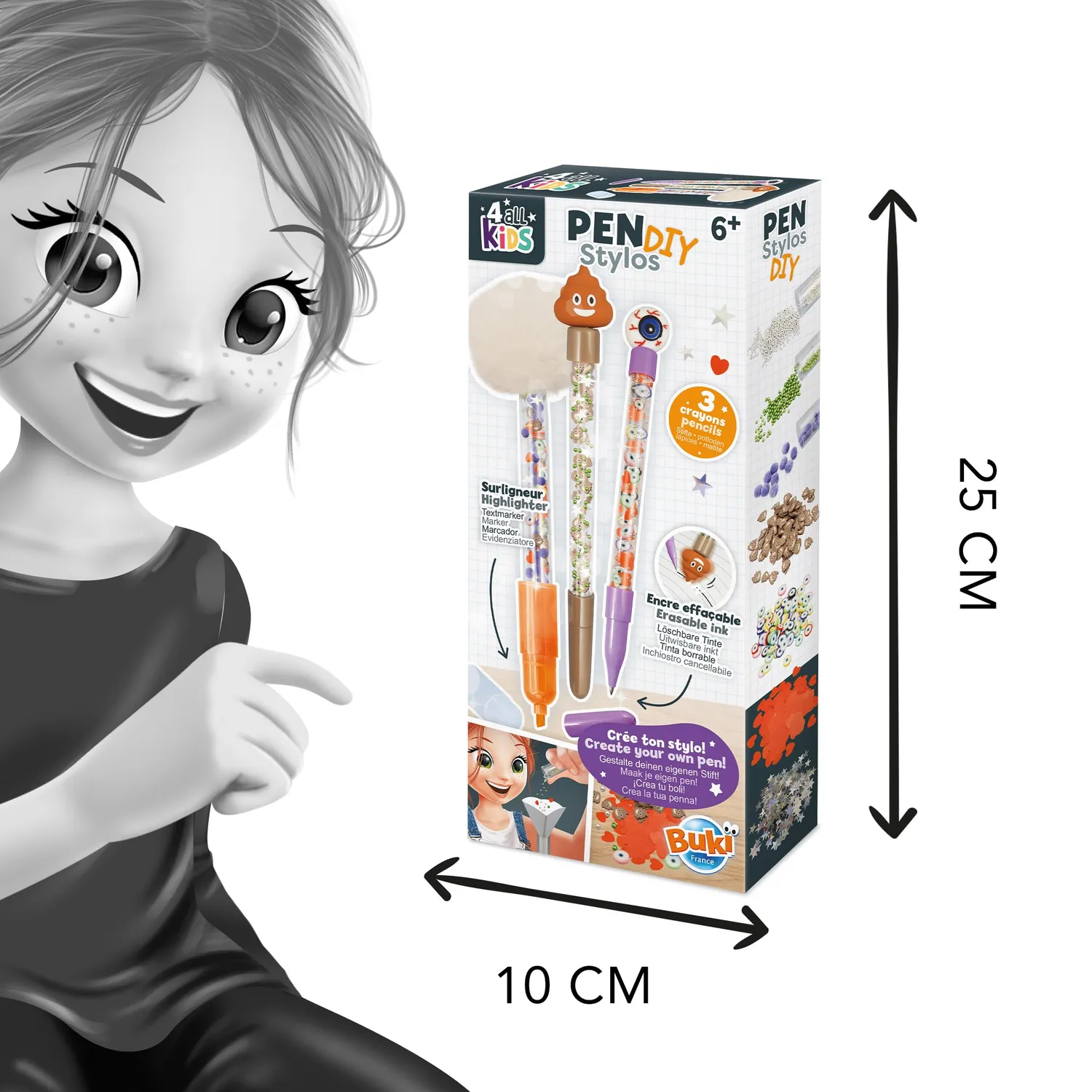 Buki France FK023 Kreativ-Set 3 Stifte radierbar Poop
