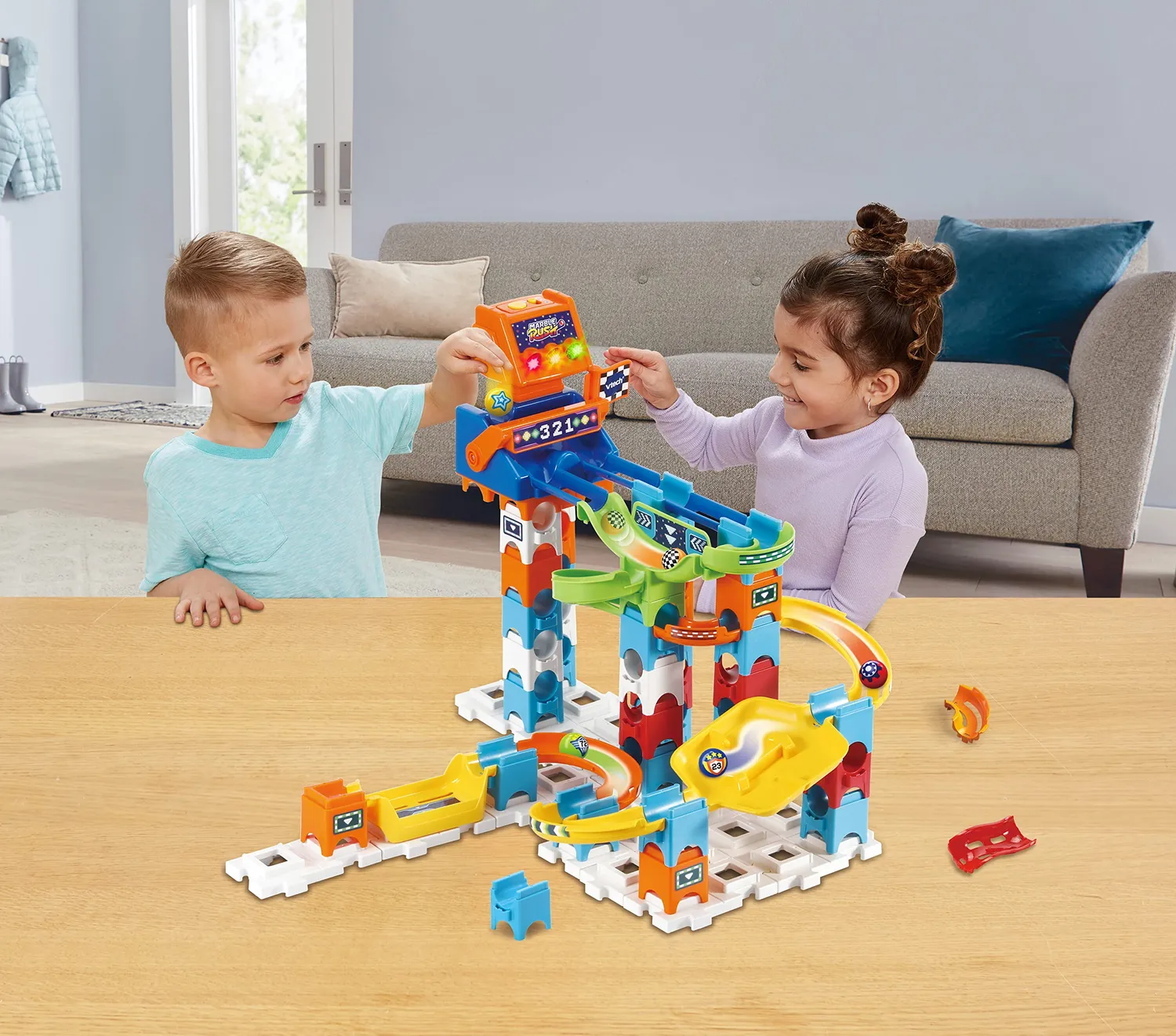 Vtech Marble Rush Racing Set M200 E Kugelbahn 73-teilig mit Sound