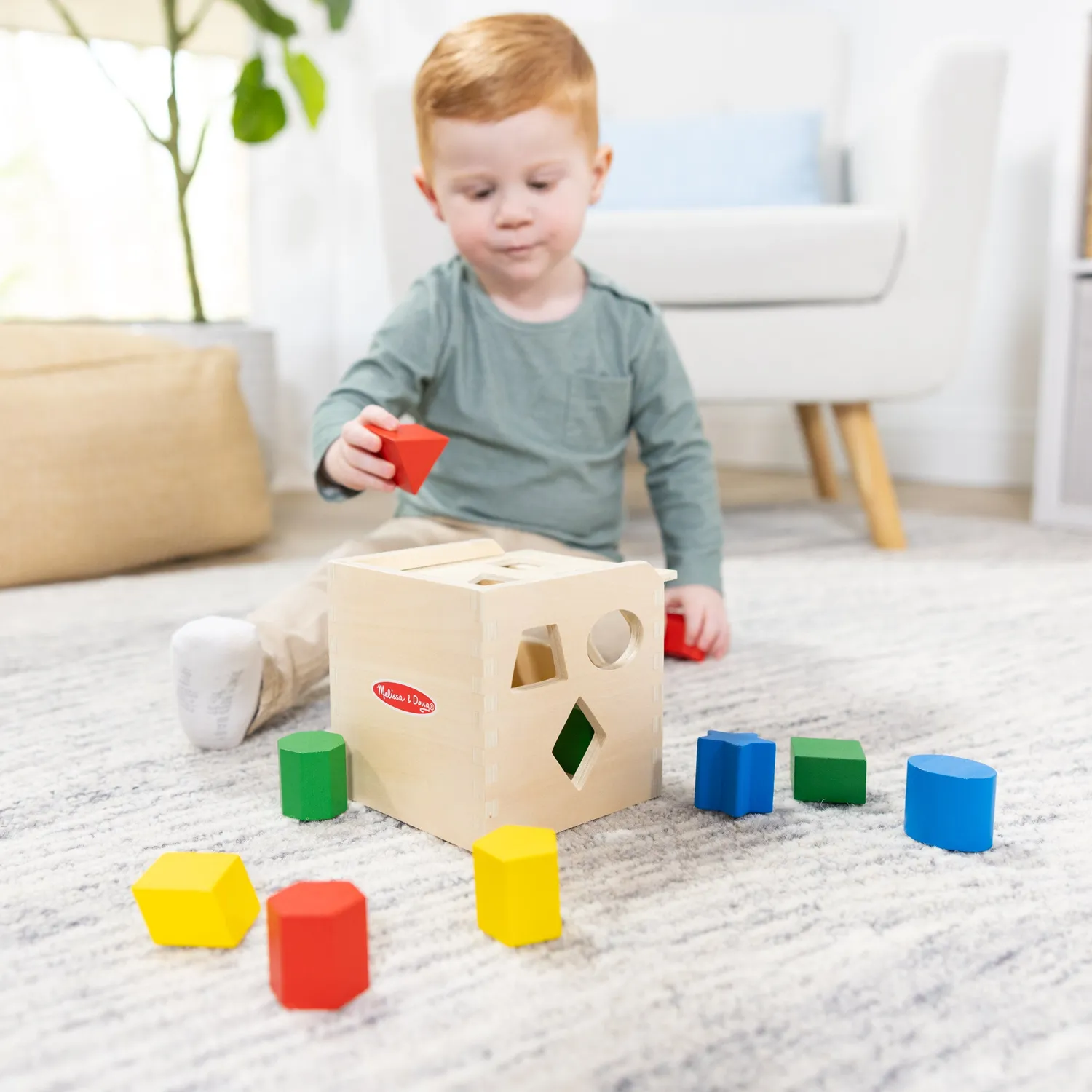 Melissa & Doug Shape-Sorting Formenwürfel Holz 12 Formen