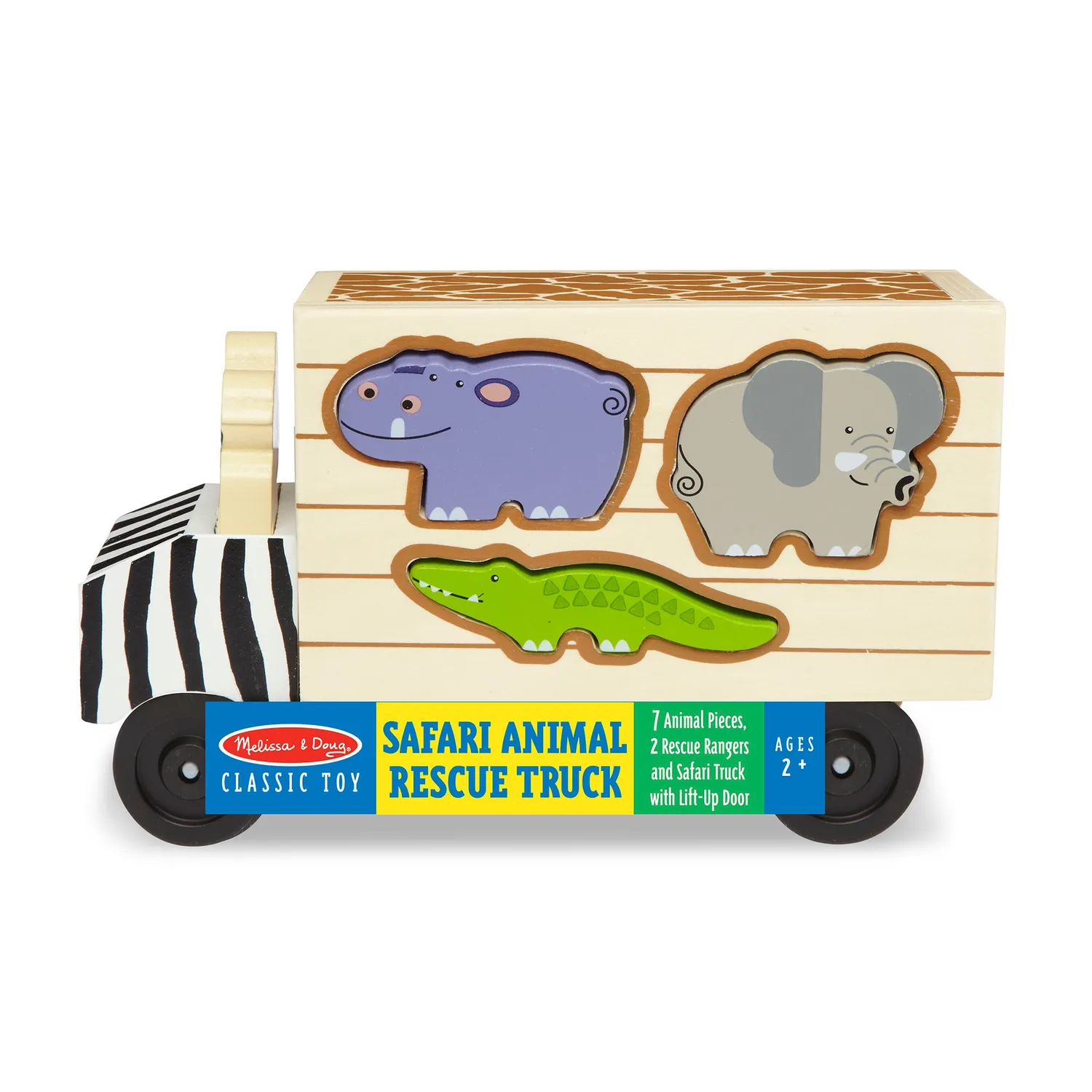 Melissa & Doug Animal Rescue Safaritruck Holz 9 Tiere stapelbar