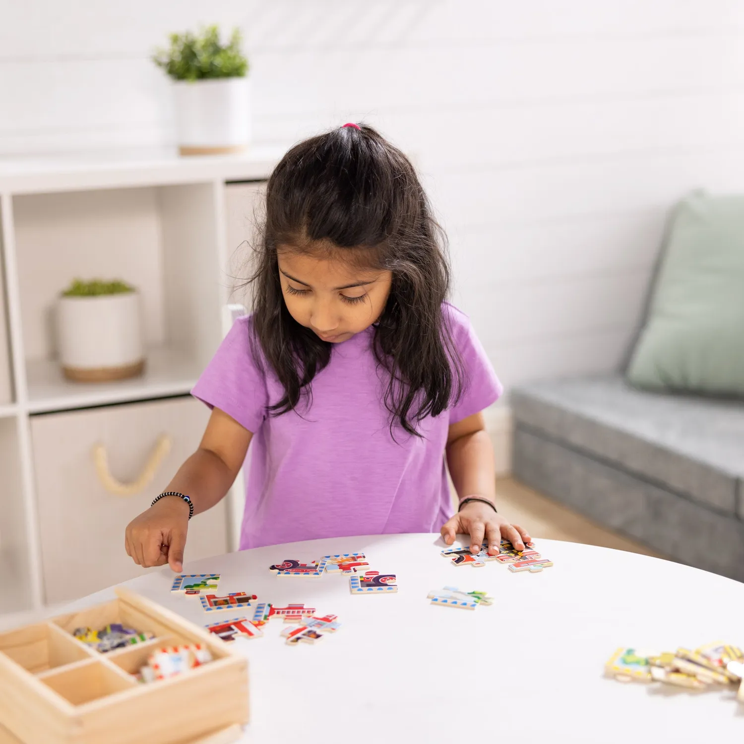 Melissa & Doug Vehicles Holzpuzzle-Box 4x12 Teile Fahrzeuge