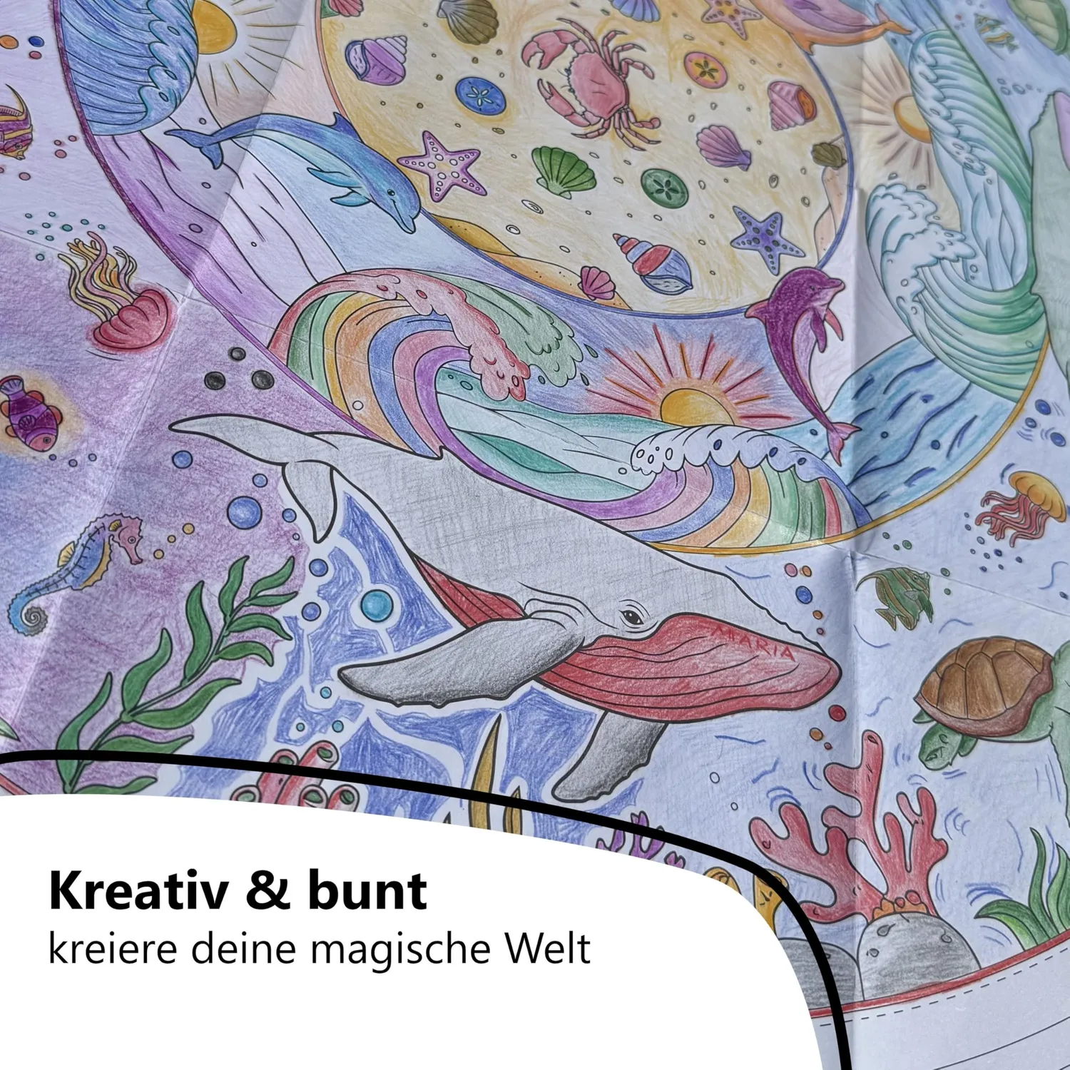 HANNIline XXL Mandala Tiere Ausmalposter 3er Set Ø 65 cm