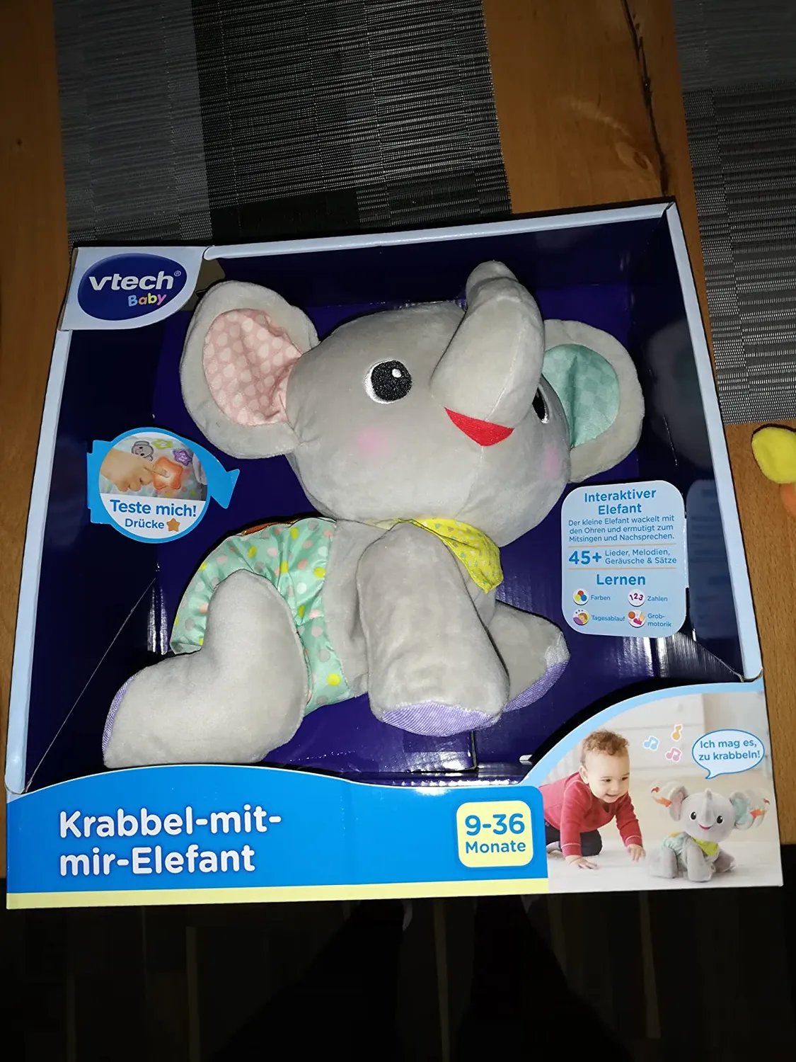 VTech Krabbel-mit-mir Elefant Plüschtier mit Musik 9-36 Monate