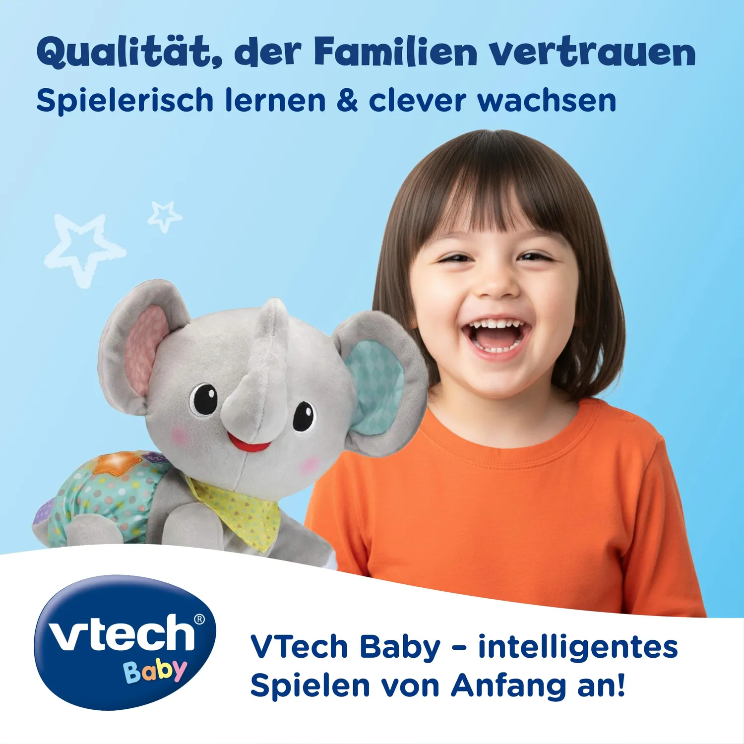 VTech Krabbel-mit-mir Elefant Plüschtier mit Musik 9-36 Monate
