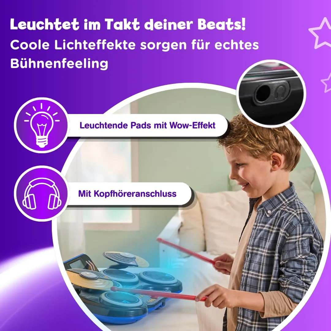 Vtech Kidi DJ Drums Schlagzeug elektronisch mit Bluetooth 6-12 J.