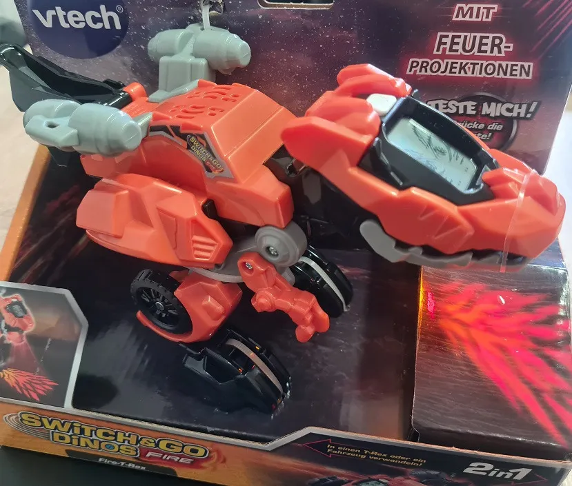 VTech Switch and Go Dinos Fire-T-Rex Dino-Auto mit Lichtprojektion