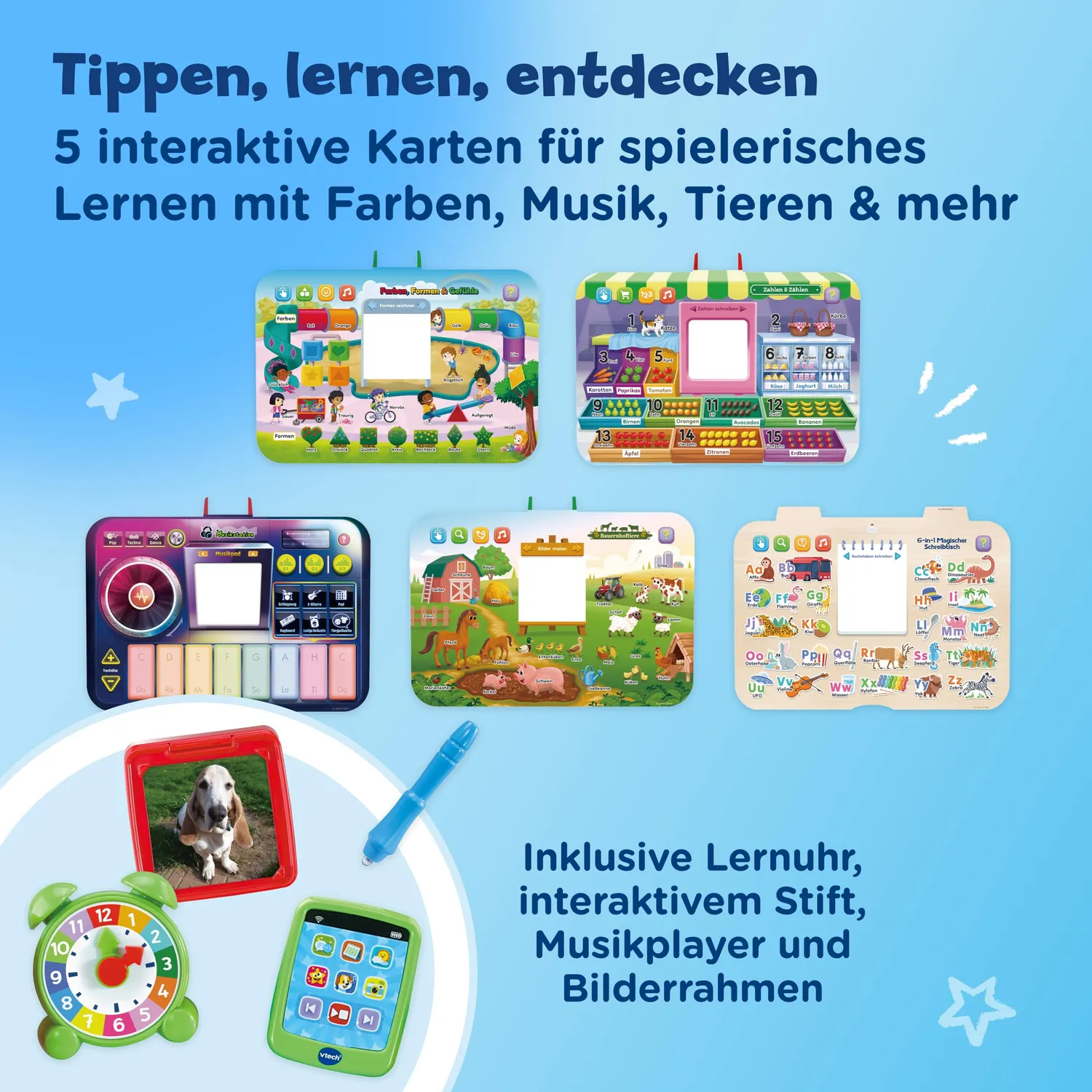 VTech 6-in-1 Magischer Schreibtisch Lernstation Stuhl Blau