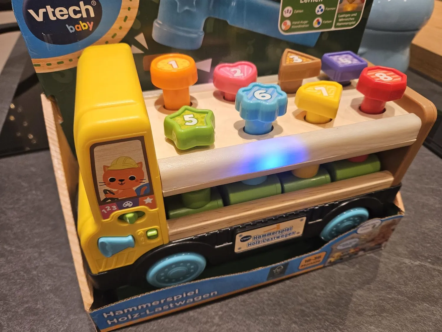 VTech Holz-Lastwagen Hammer Lernspielzeug mit Licht