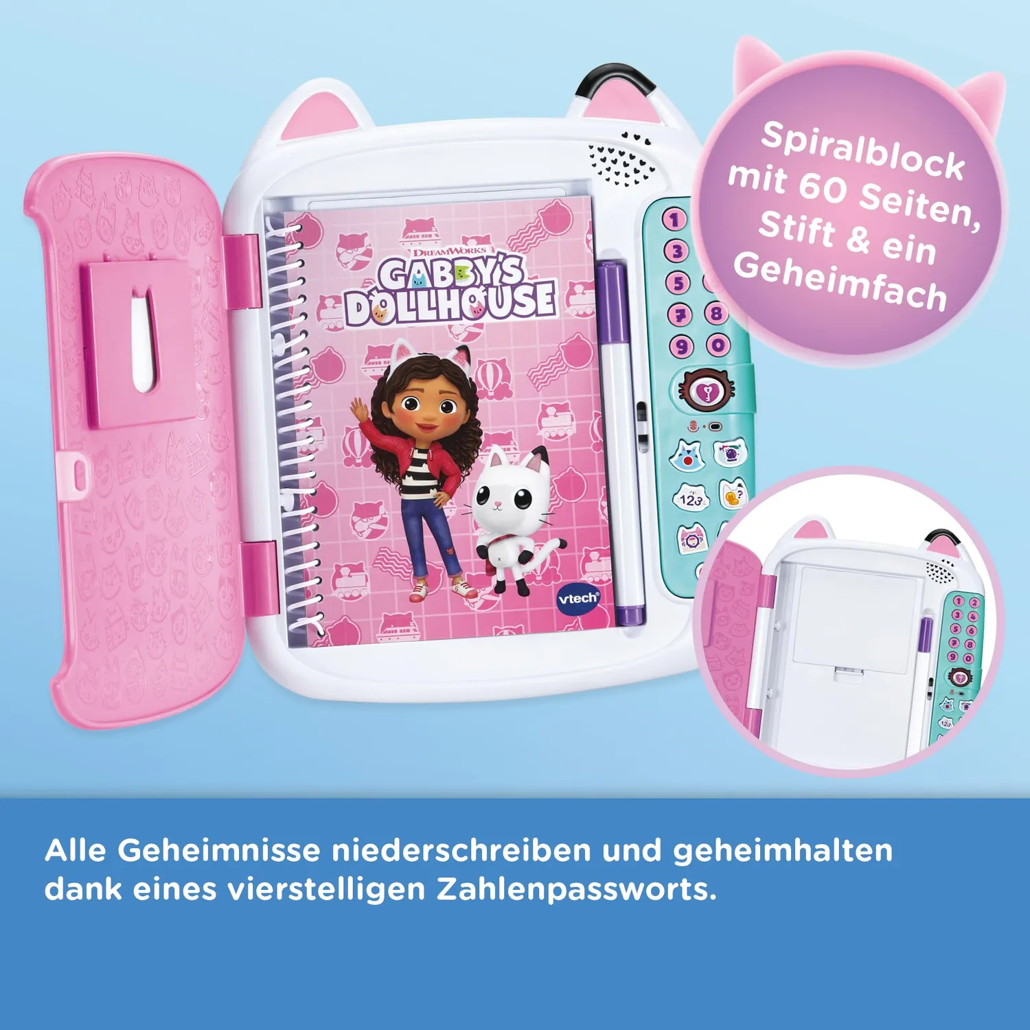 VTech Gabby's Dollhouse Katzentagebuch Zahlenpasswort