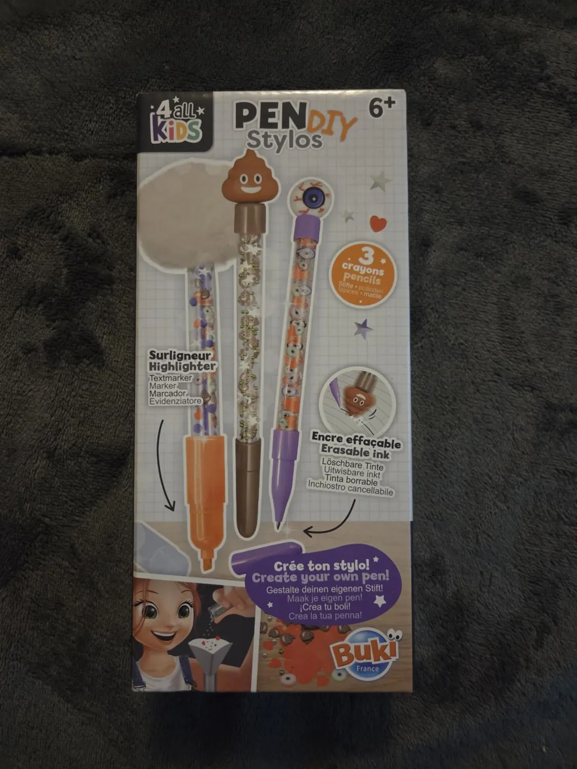 Buki France FK023 Kreativ-Set 3 Stifte radierbar Poop