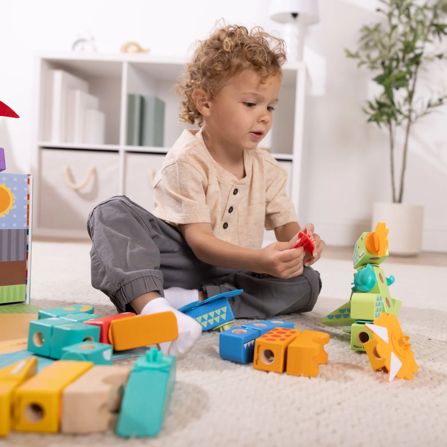 Melissa & Doug Blockables Dinosaurier Bausteine Holz Set