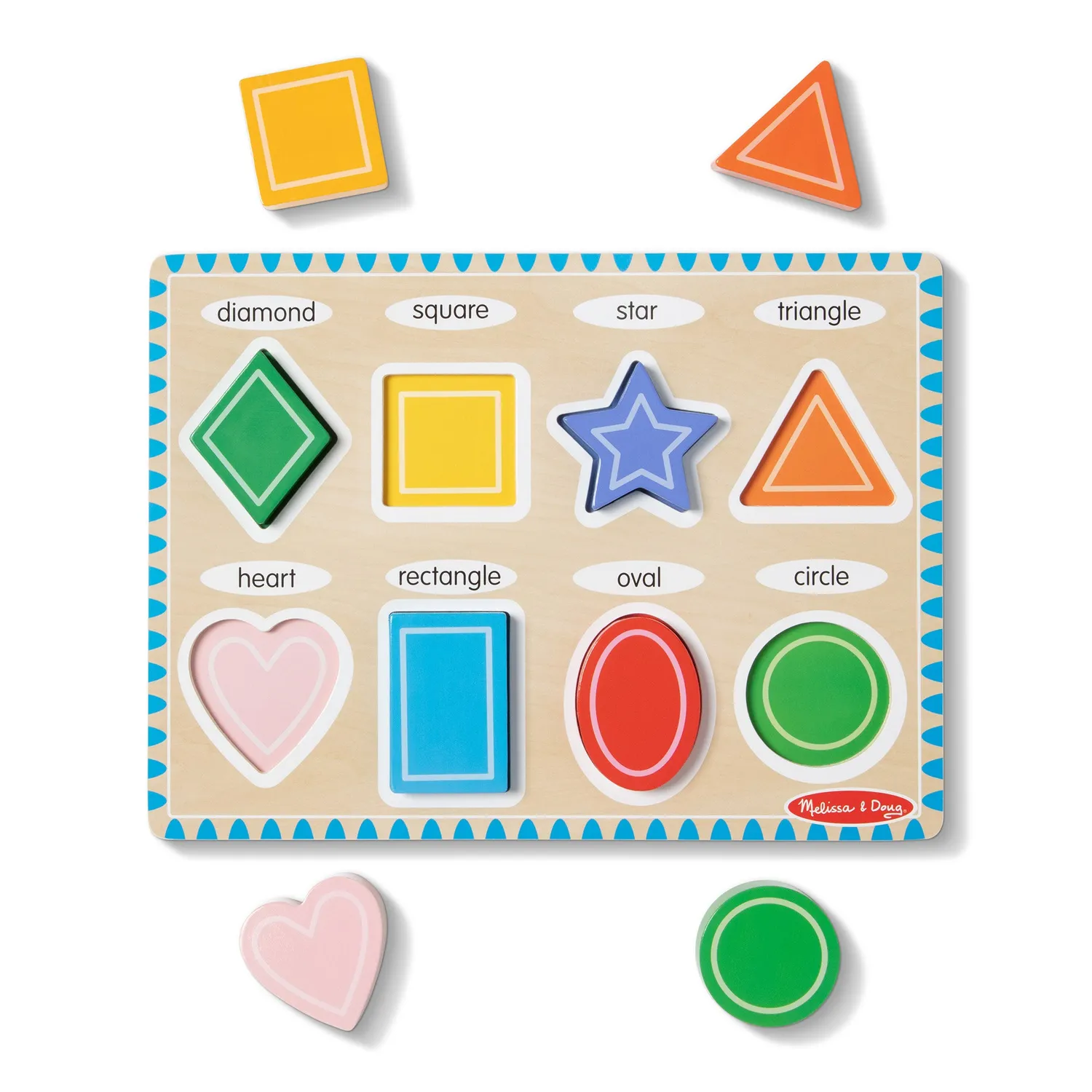 Melissa & Doug Shapes Holzpuzzle 8 Teile Formen Steckpuzzle