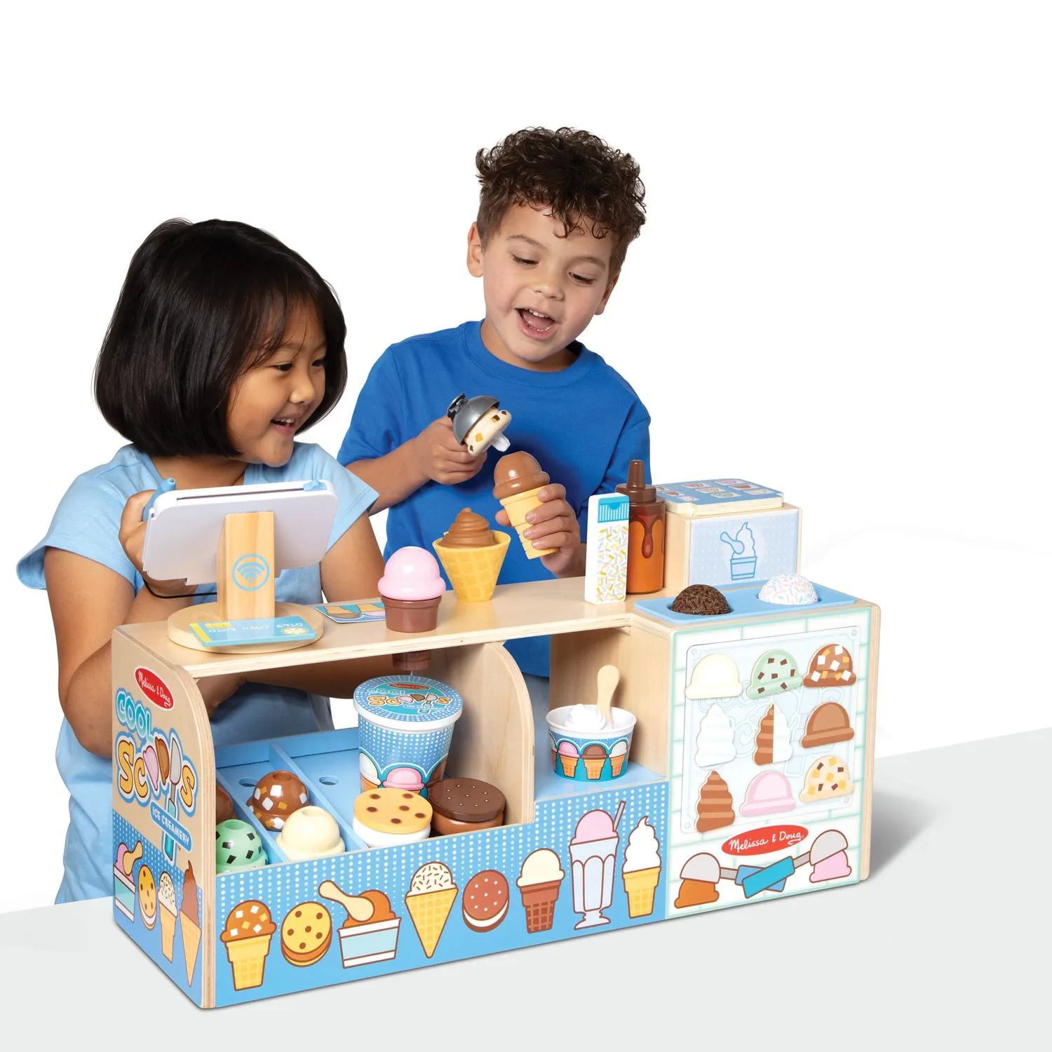 Melissa & Doug Cool Scoops Eisdiele Holz 42 Teile Eisladen