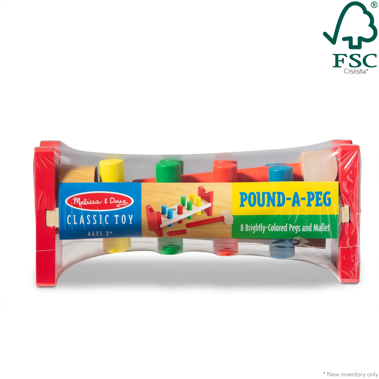 Melissa & Doug Pound-a-Peg Klopfbank Holz mit Hammer 8 Zapfen