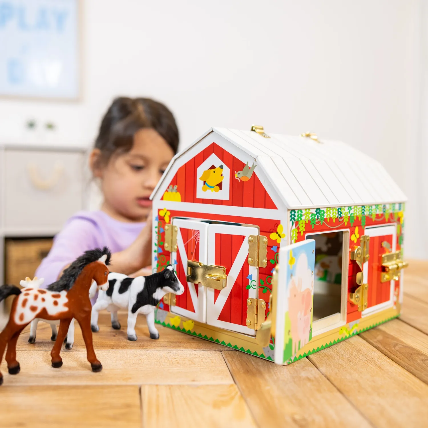 Melissa & Doug Latches Barn Spielscheune Holz mit Tieren ab 3 J.