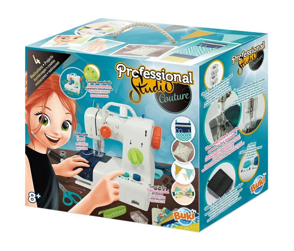 Buki Professional Studio Couture Nähmaschine für Kinder 4 Projekte