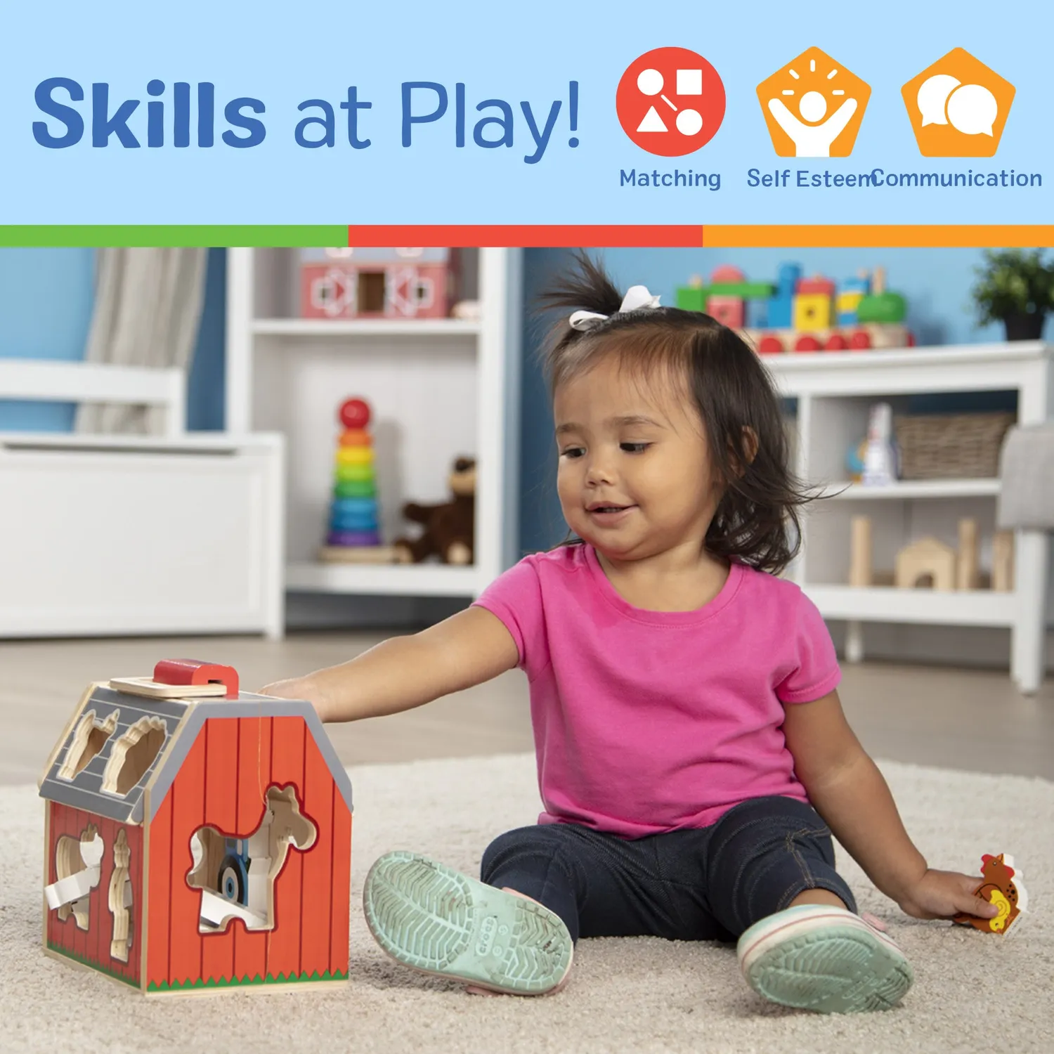 Melissa & Doug Take-Along Sorting Barn Steckspiel 10 Teile Holz