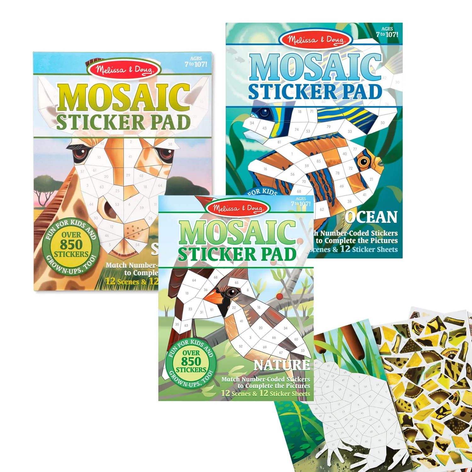 Melissa & Doug Mosaic Sticker Pad Ocean Stickerbuch 850 Sticker