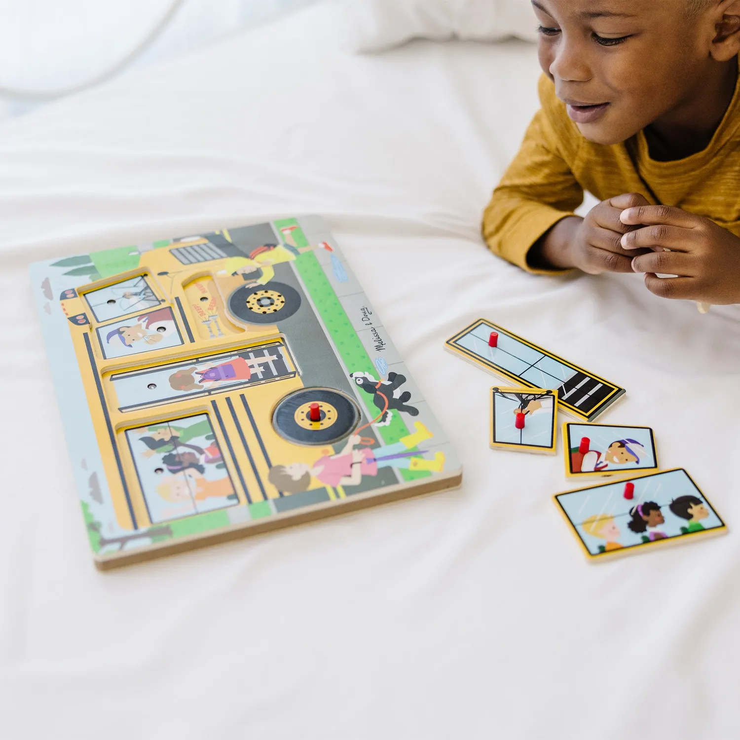 Melissa & Doug Wheels on the Bus Holzpuzzle 6 Teile mit Sound ab 2 Jahre