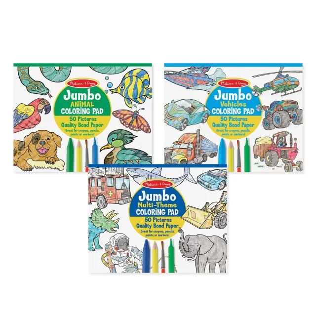 Melissa and Doug Malblock 3er-Pack Tiere Fahrzeuge 150 Seiten