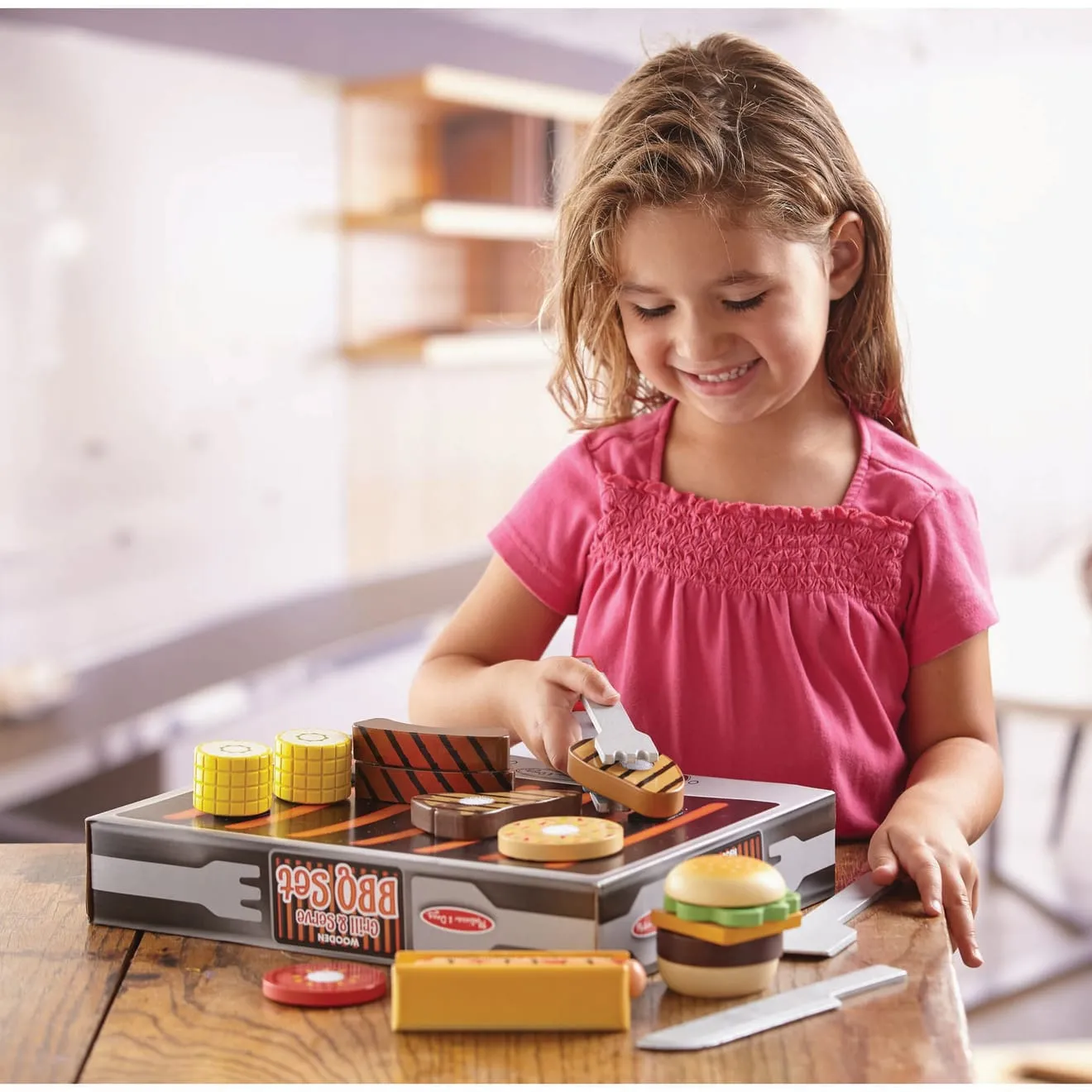 Melissa & Doug Grill & Serve BBQ Grillset Holz 20-teilig