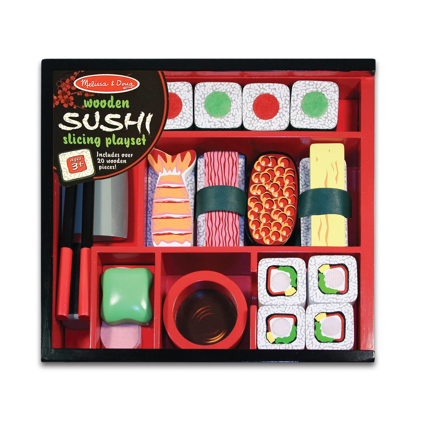 Melissa & Doug Sushi Slicing Spielset 24-teilig Holz Klett