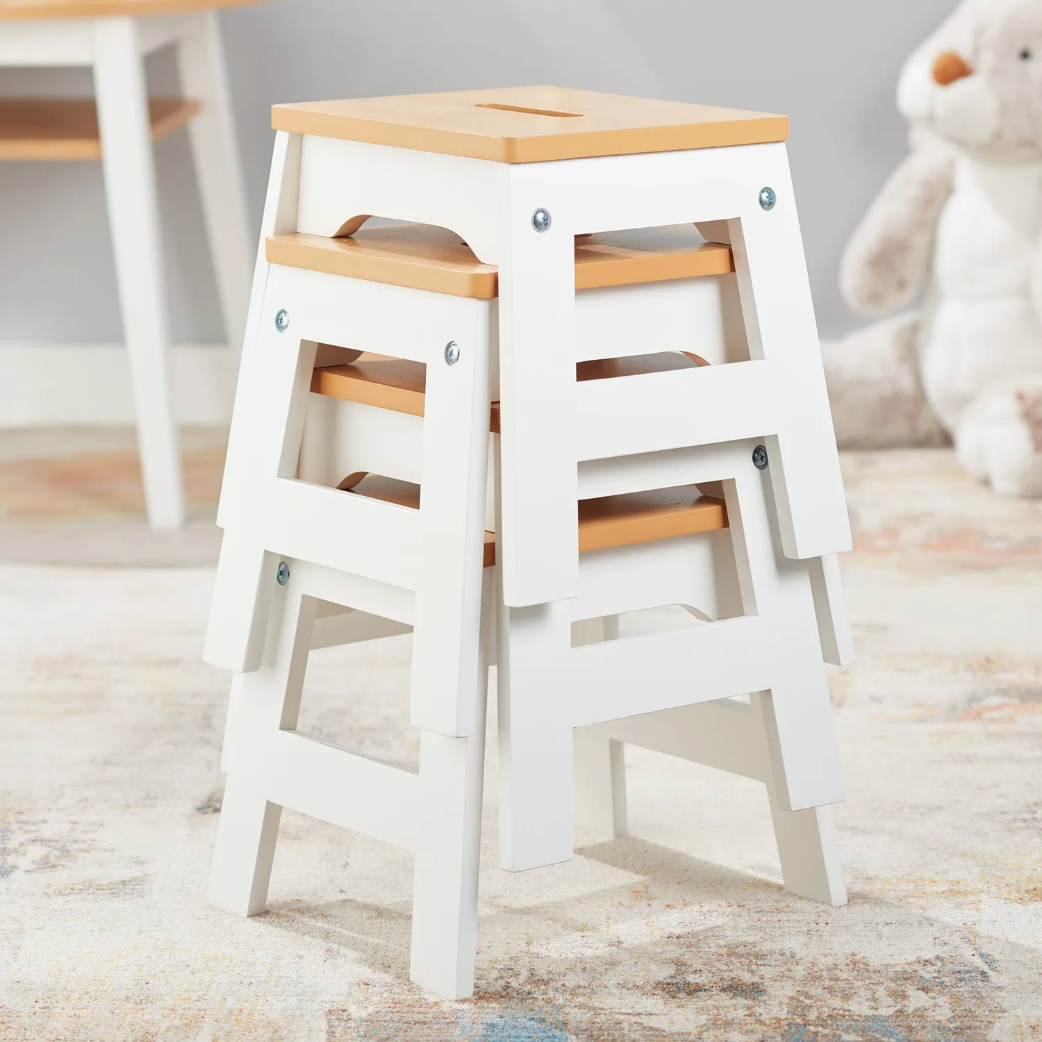 Melissa & Doug Wooden Stools Kinderhocker Holz 4er-Set