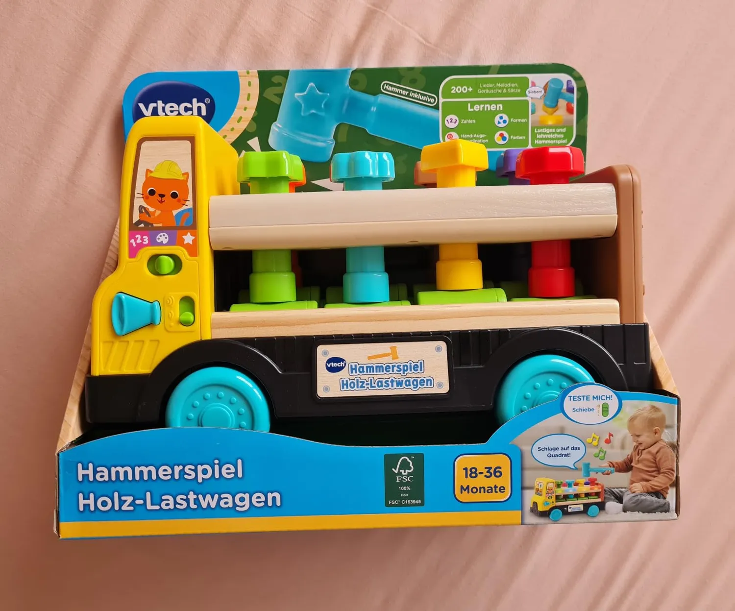 VTech Holz-Lastwagen Hammer Lernspielzeug mit Licht
