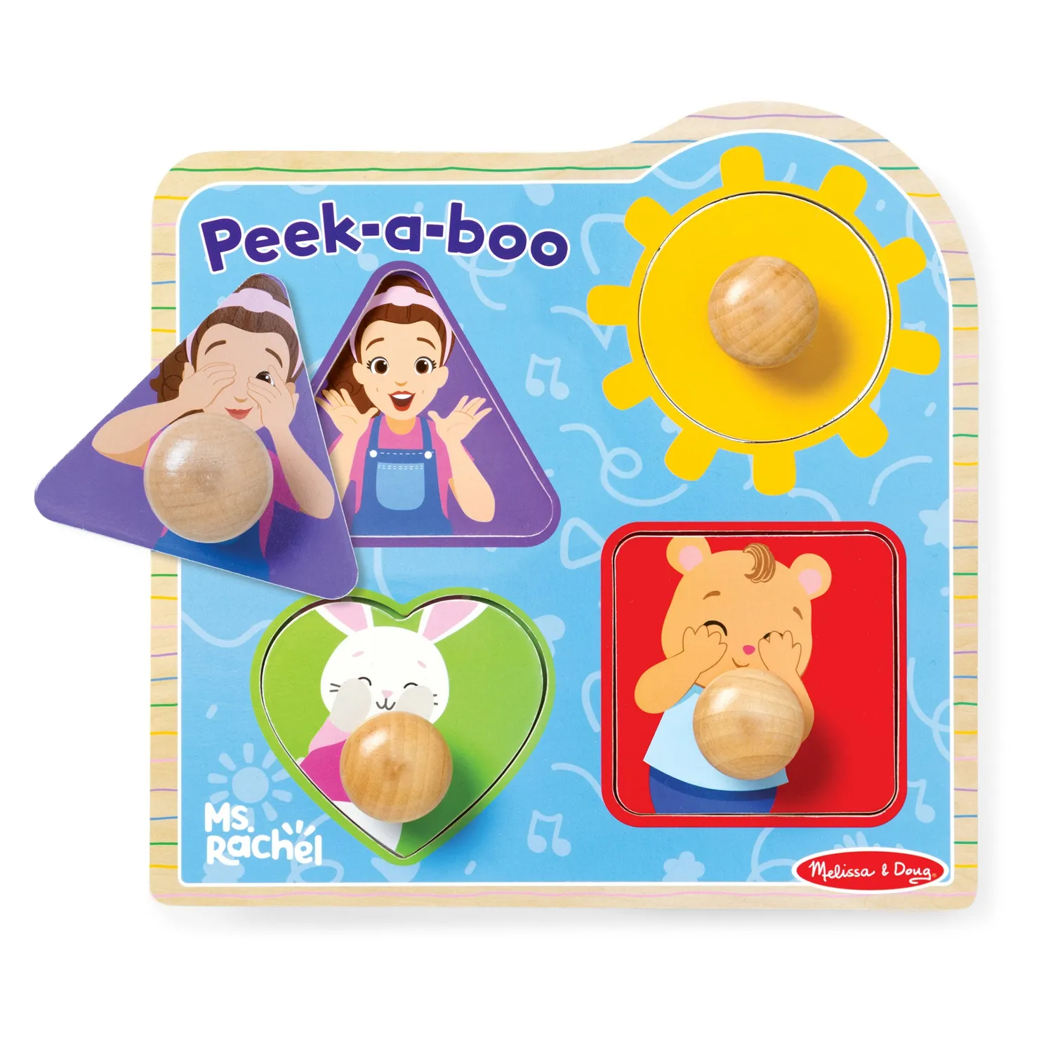 Melissa & Doug Ms. Rachel Peek-a-Boo Steckpuzzle Holz 4 Teile